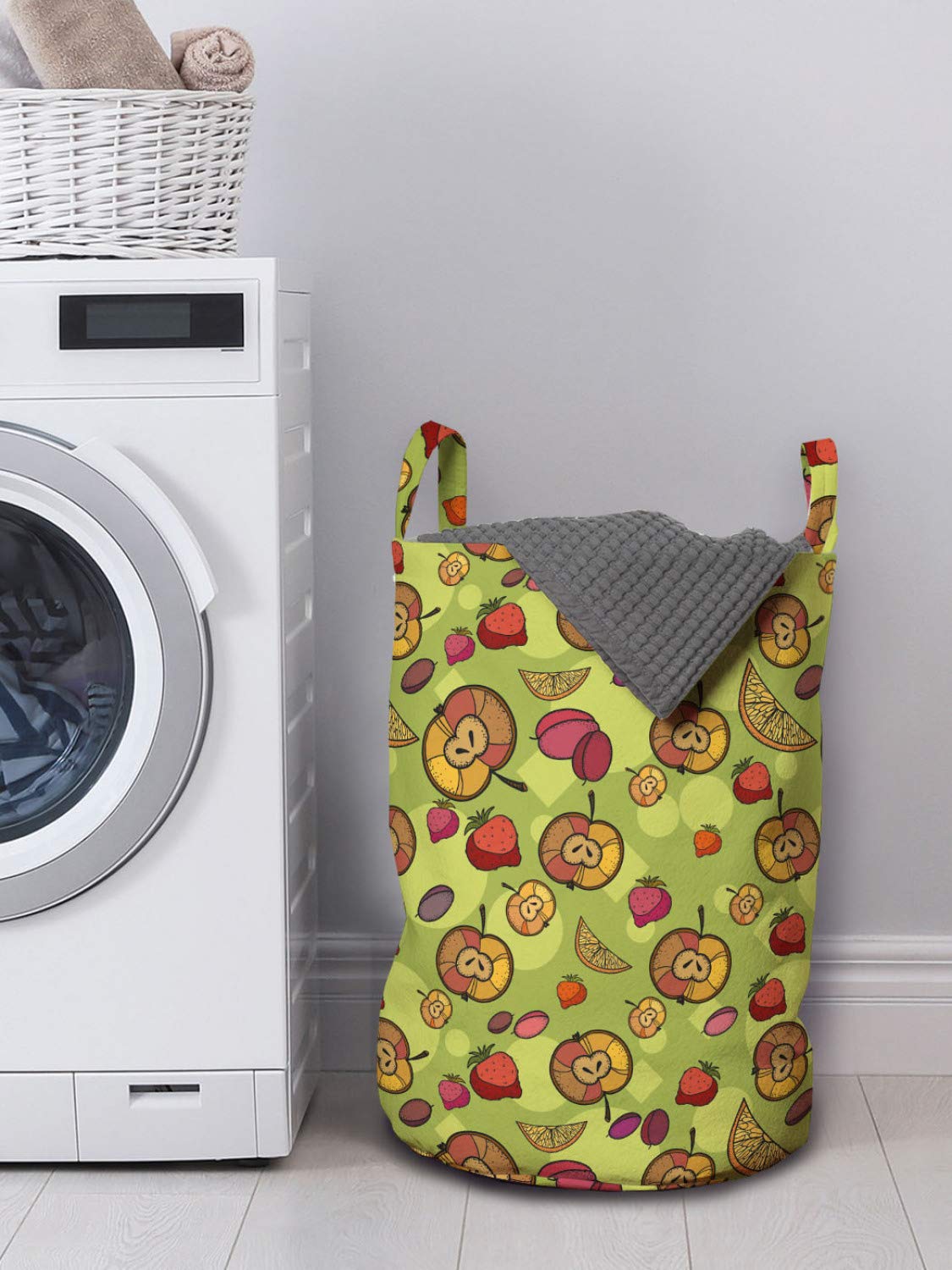Ambesonne Fruit Laundry Bag - Apple Plum Strawberry Print, 13
