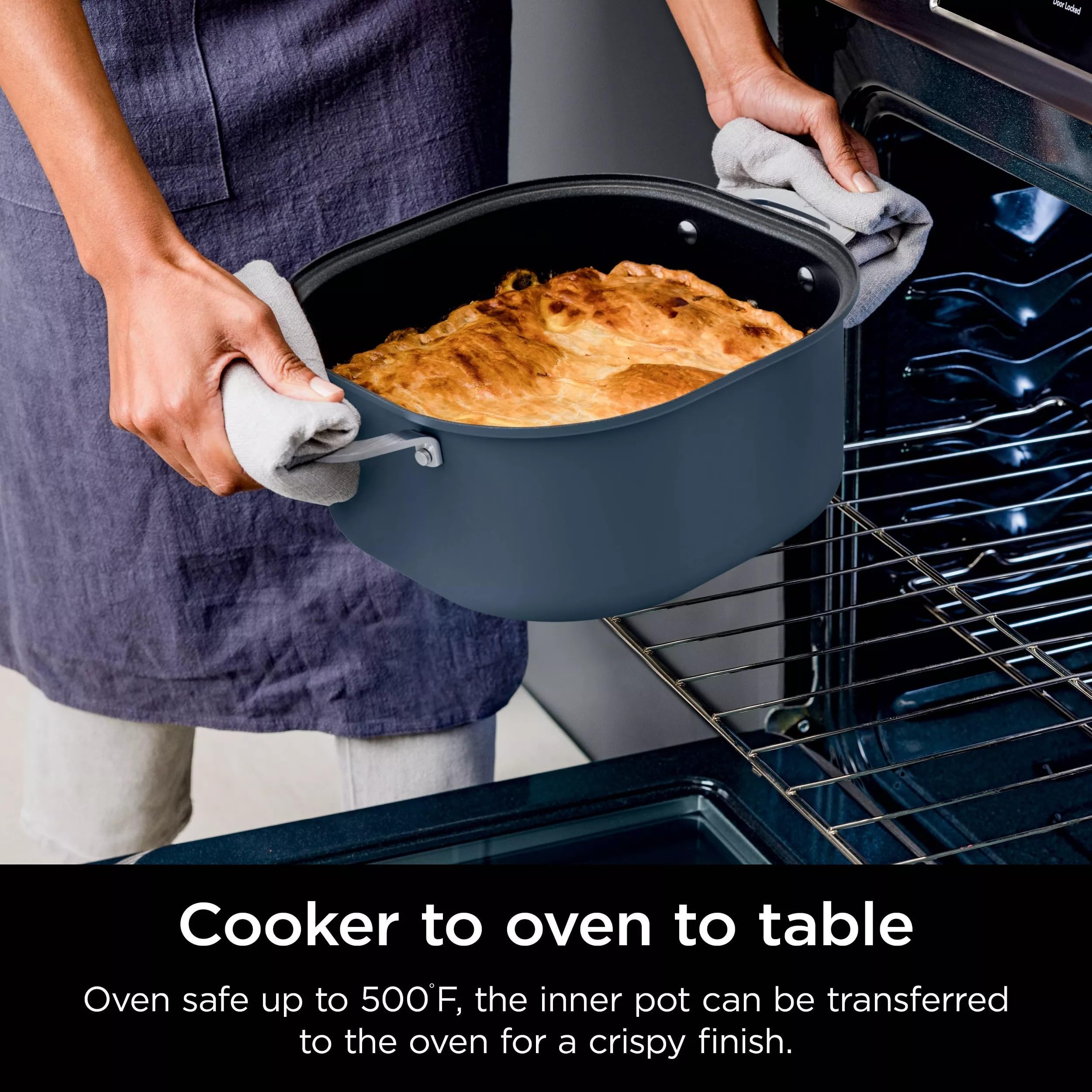 Ninja MC1101 Foodi 8-in-1 Multi-Cooker Pro | 6.5 QT Family Size Pressure Cooker & Air Fryer Combo | Faster Cooking with Adjustable Temp Control | Replaces 10 Kitchen Appliances | Midnight Blue (Renewed) | Perfect for Quick Meals, Meal Prep & Family Dinners