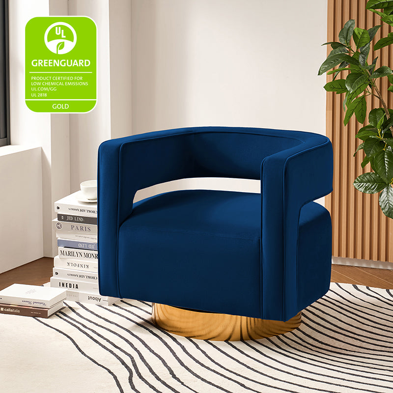 Agata Velvet Swivel Barrel Armchair - Modern Velvet Accent Chair with 360° Rotation for Living Room, Bedroom & Office