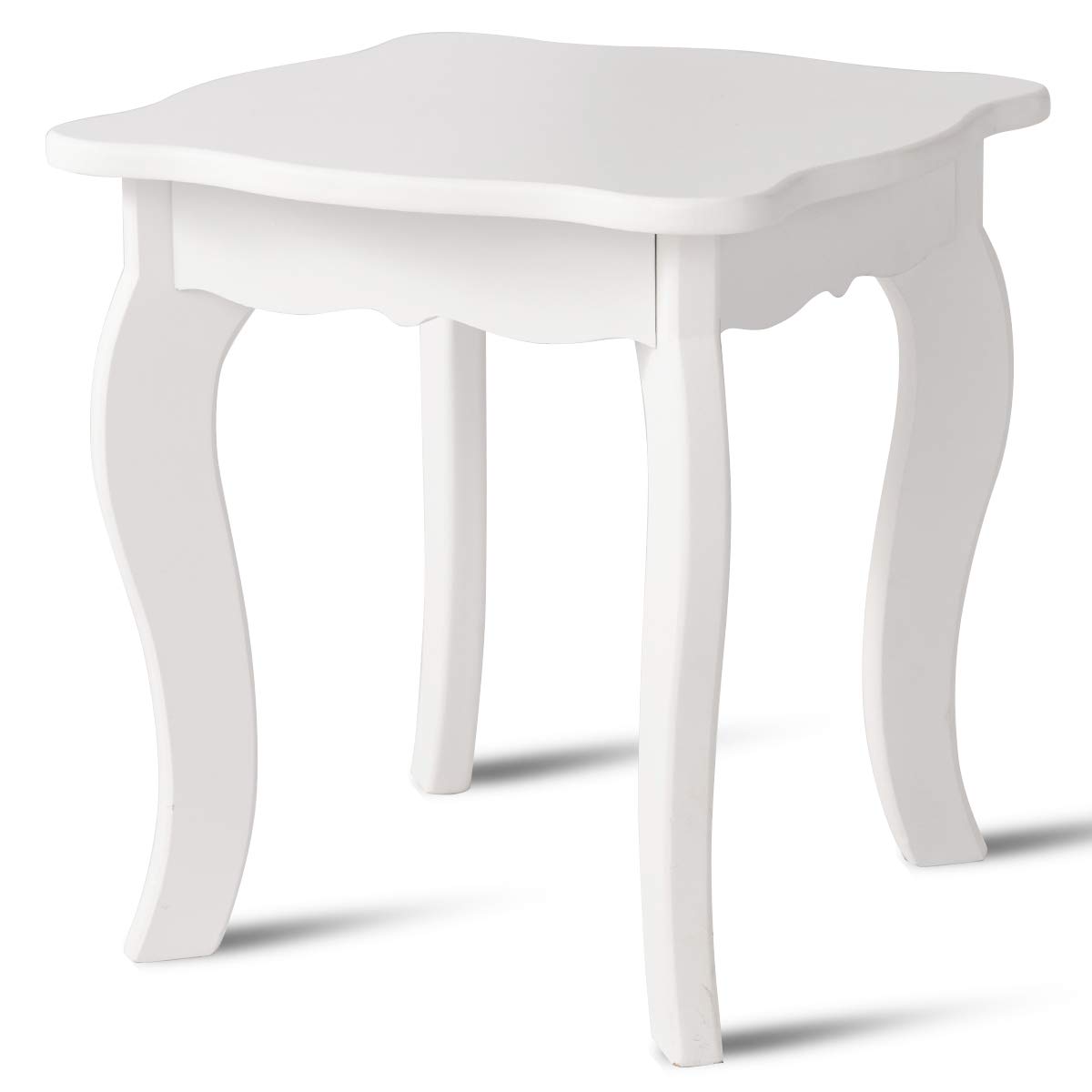 Costzon Kids Wooden Vanity Table & Stool Set - 2 in 1 Detachable Design with Dressing Table & Writing Desk, Princess Makeup Vanity with 180° Folding Mirrors for Girls (White) | Perfect for Bedroom, Playroom & Gift for Little Princesses
