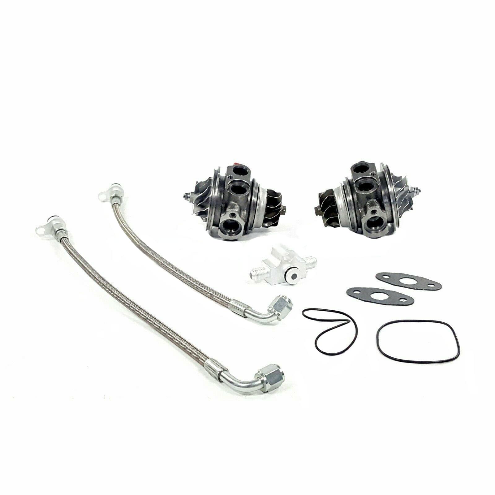 TD03L Twin Turbo Cartridge & Oil Feed Line Kit for BMW N54 135i 335i 535i Z4 3.0L - High Performance Turbo Upgrade for Racing & Daily Driving