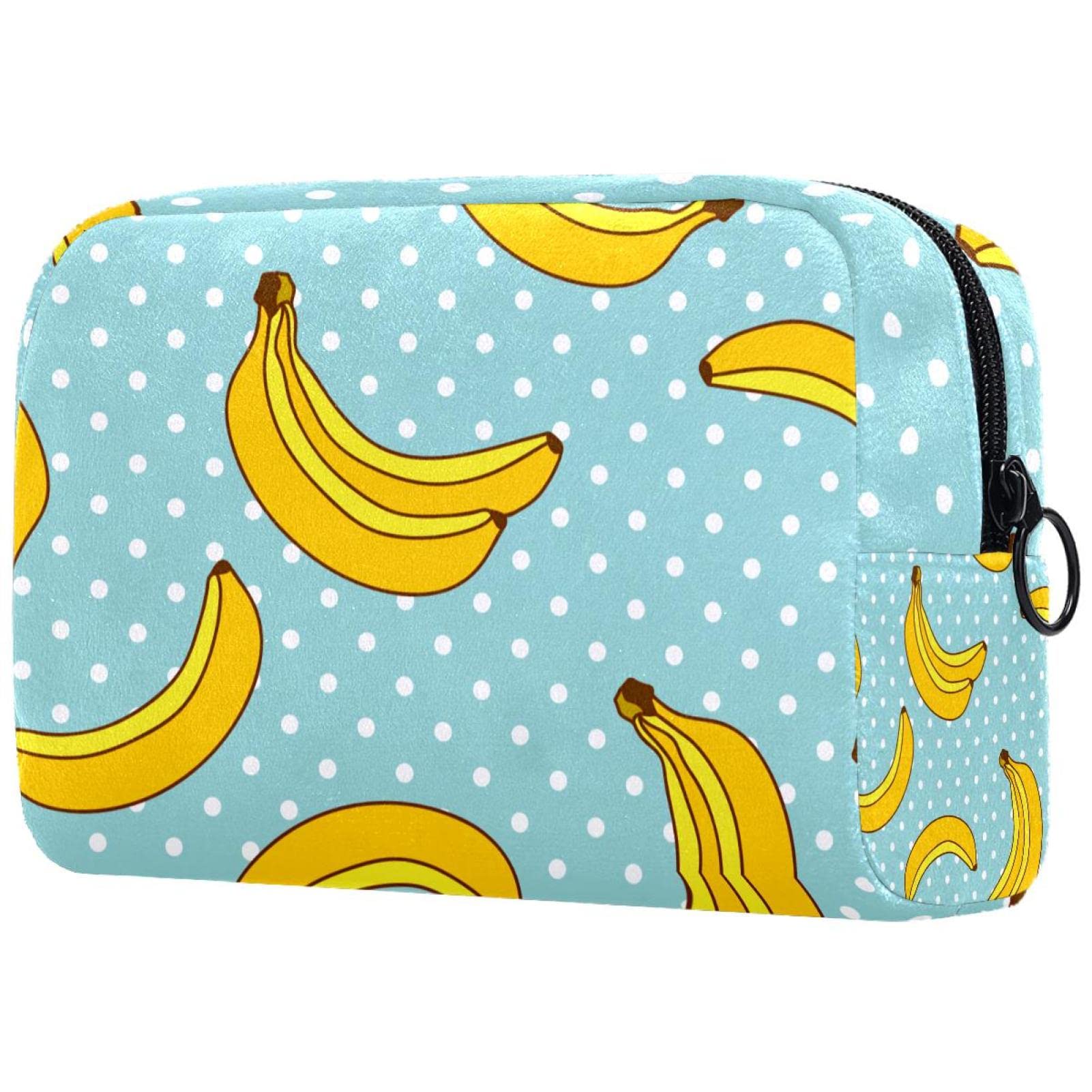 Polka Dot Green Banana Makeup Bag - Waterproof Cosmetic Case for Travel, Professional Portable Makeup Brush Holder & Organizer - Perfect for Daily Use, Gym, and Vacation Storage