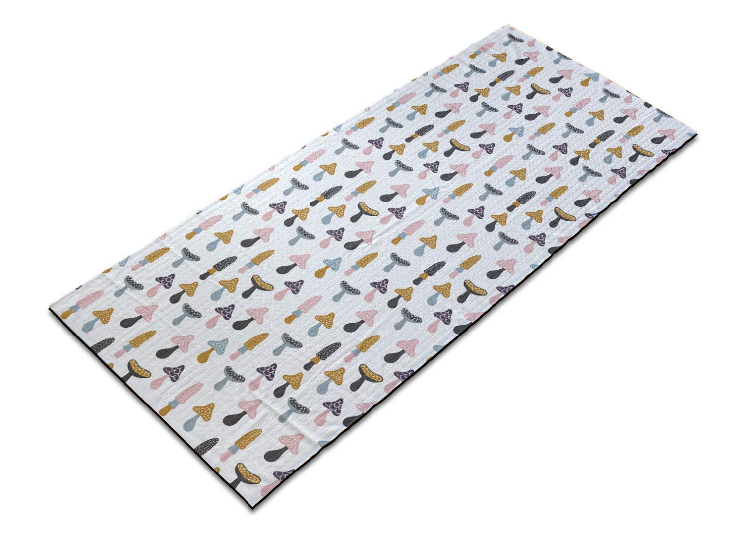 Ambesonne Non-Slip Yoga Mat Towel with Colorful Cartoon Mushroom Design - Sweat Absorbent for Yoga, Pilates & Workouts - 25