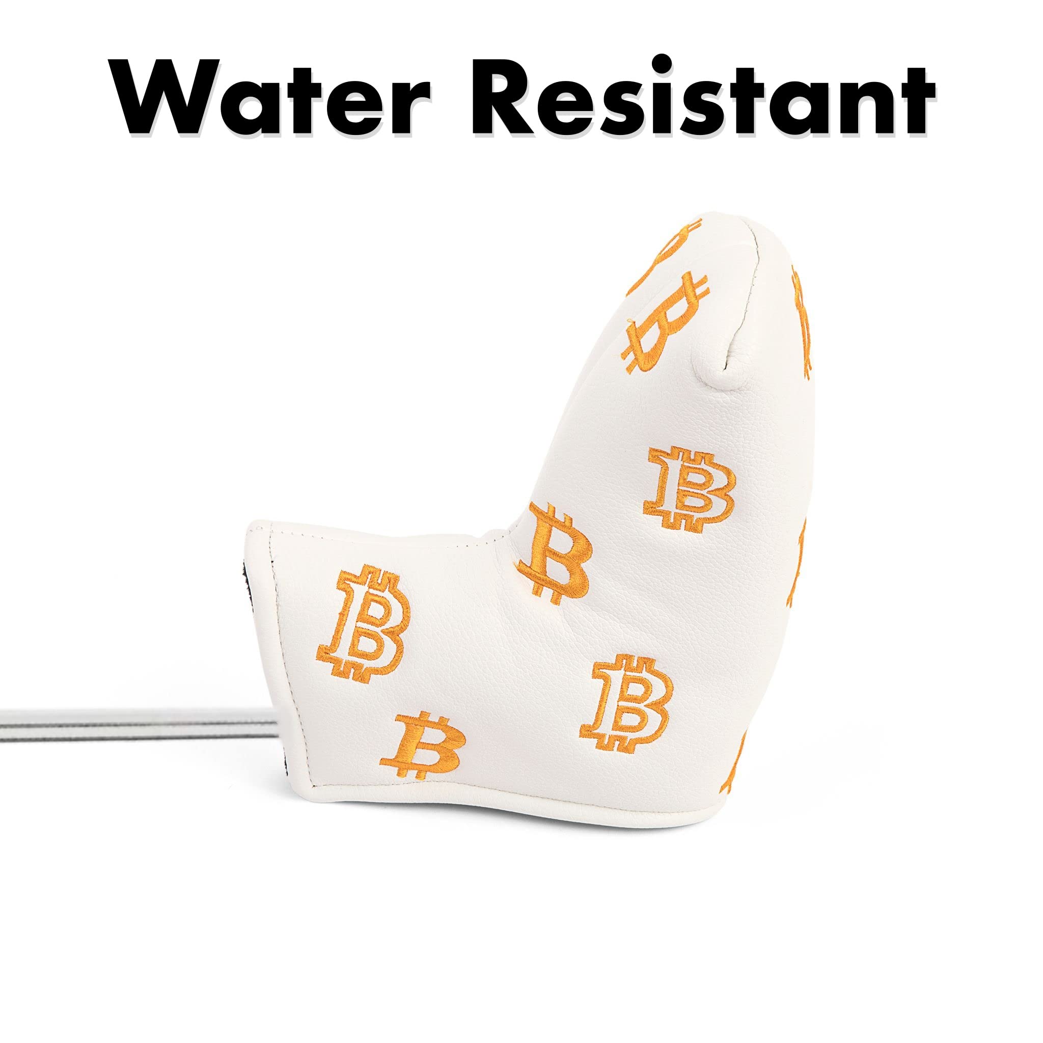 Bitcoin Golf Putter Cover for Blade Putters - Premium Golf Club Headcover for Protection - HODL 21 Golf Accessories (White) - Perfect for Crypto Enthusiasts & Golfers on the Course