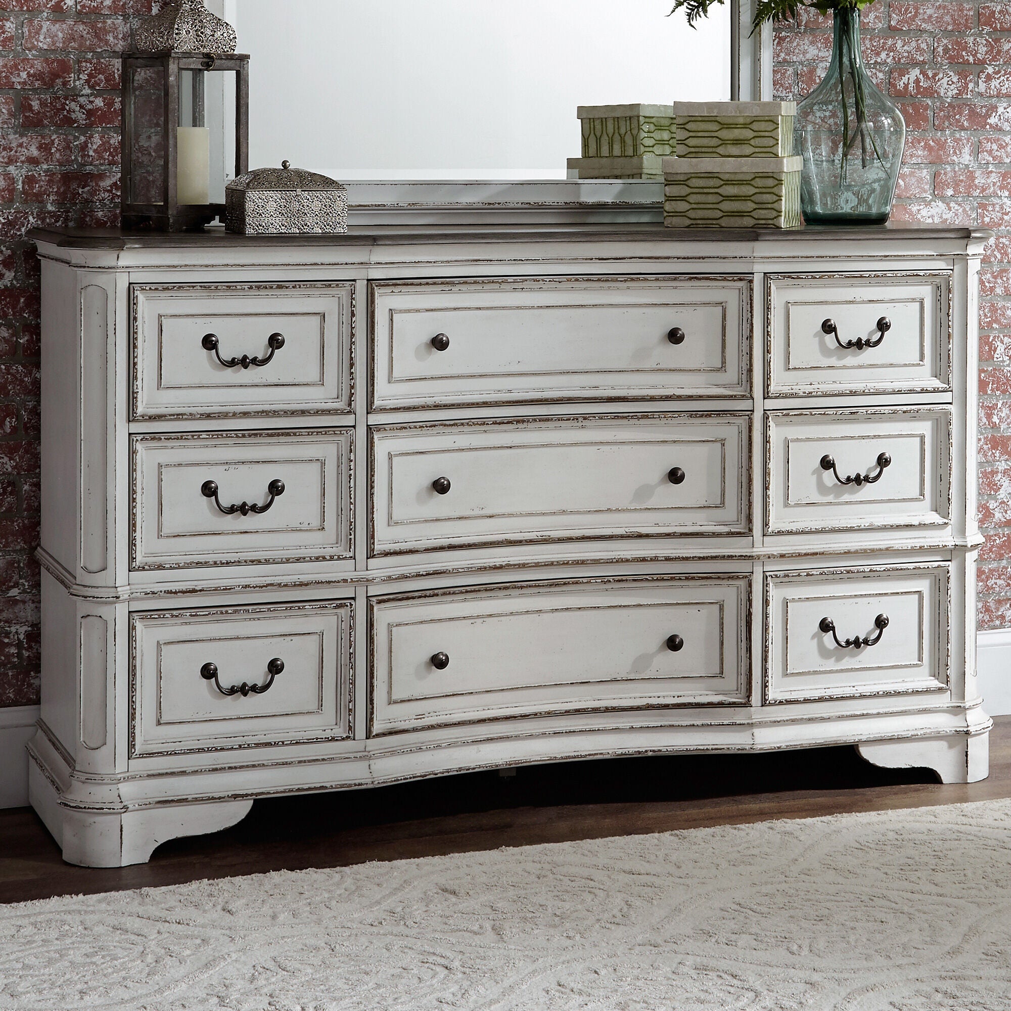 Magnolia Manor 9-Drawer Dresser - Solid Wood Bedroom Chest of Drawers for Storage | Perfect for Master Bedroom, Guest Room & Nursery Organization