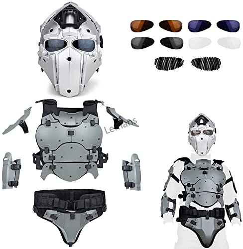 Terminator Airsoft Full Face Protective Helmet & Tactical Armor Set - Military Style Paintball Vest for Airsoft Battles, Outdoor Tactical Games, and Cosplay