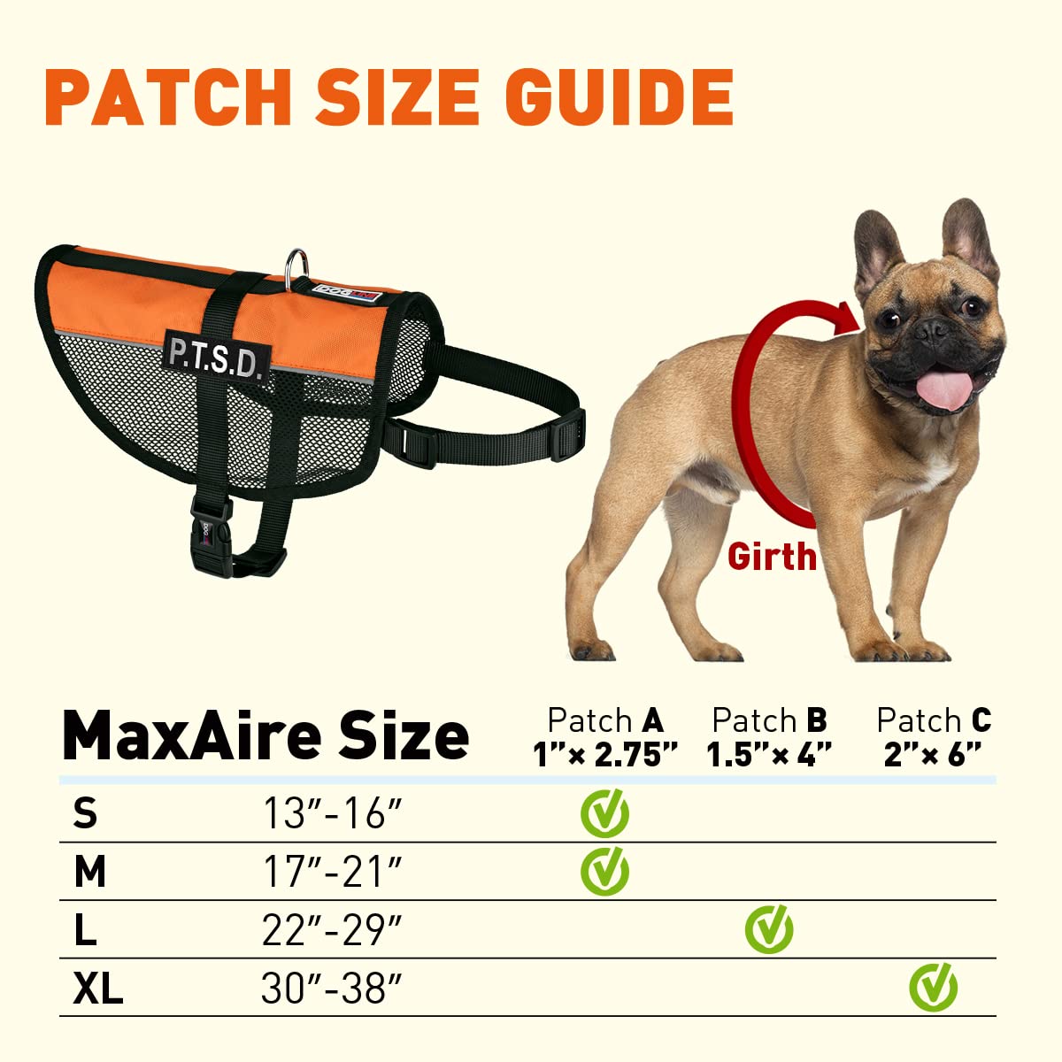 Dogline MaxAire Mesh Cooling Vest for Dogs - Breathable Dog Vest with 2 Removable PTSD Patches (13-16 Inch, Orange) - Perfect for Hot Weather, Outdoor Activities & Service Dogs