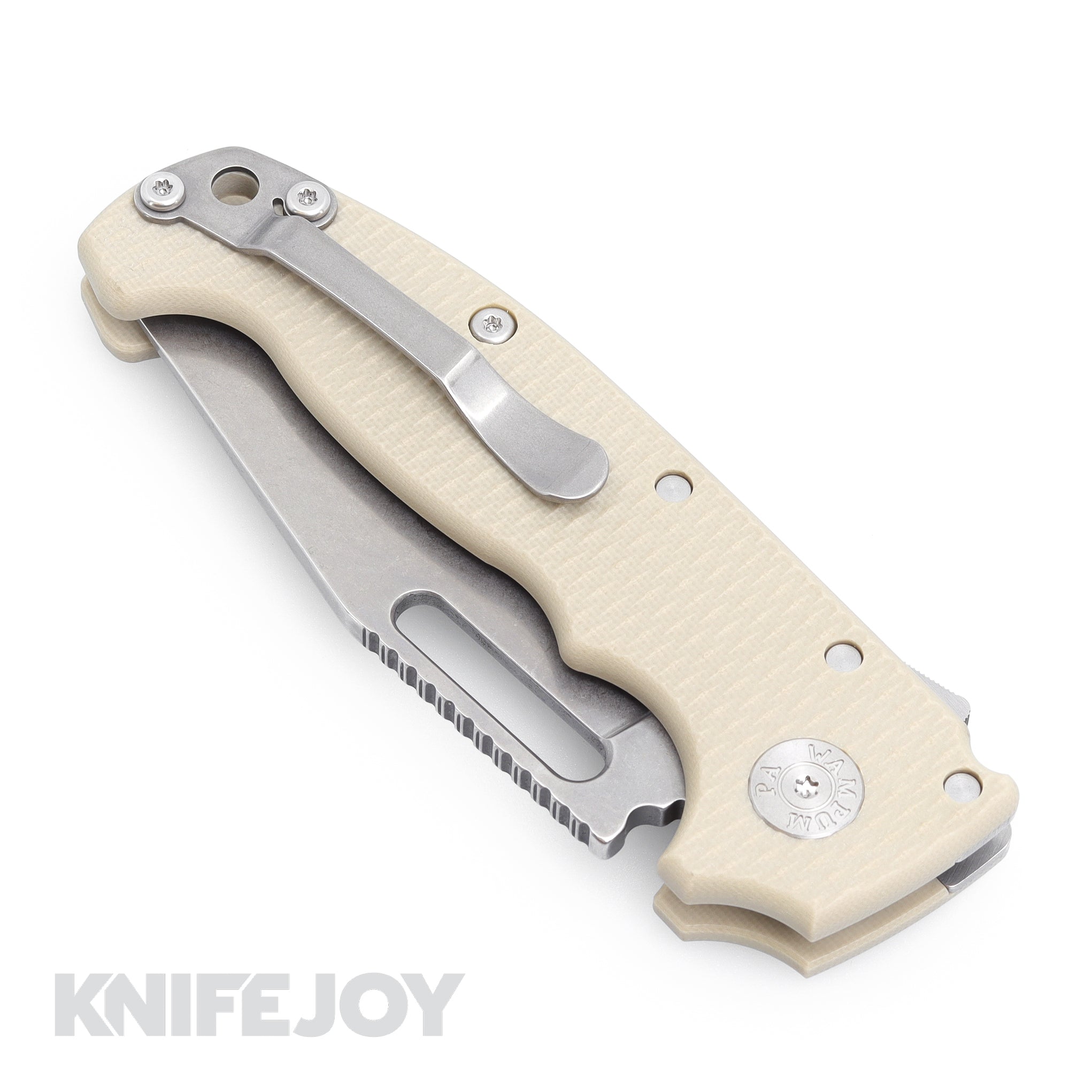 Demko AD20 Folding Knife - 3V Steel Clip Point Blade, Tan G10 Handle - Full Flat Grind (FFG) - EDC, Camping, Hunting & Outdoor Survival Gear
