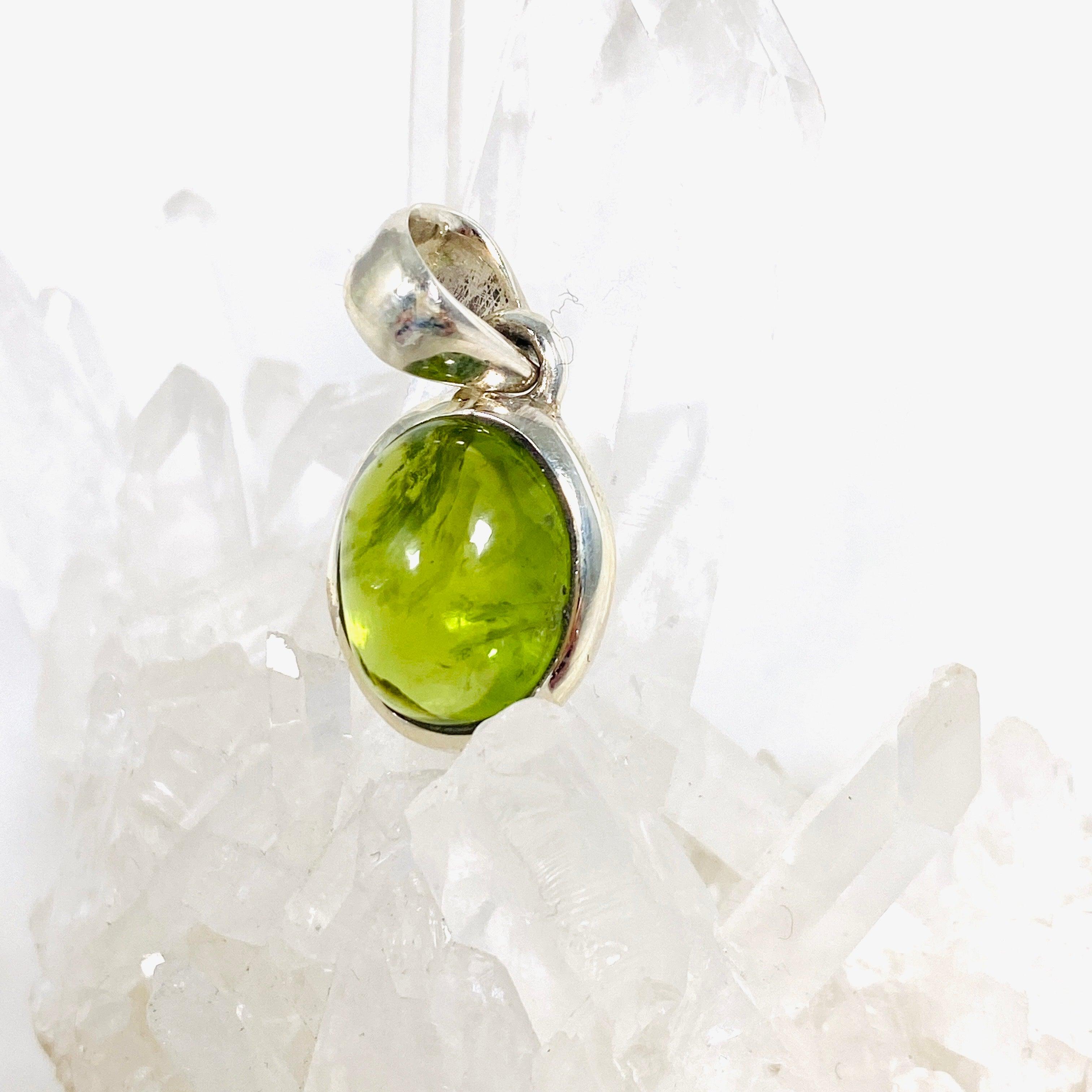 Natural Peridot Oval Cabochon Pendant - Dainty Green Gemstone Jewelry for Women - Perfect for Everyday Wear & Gift Giving