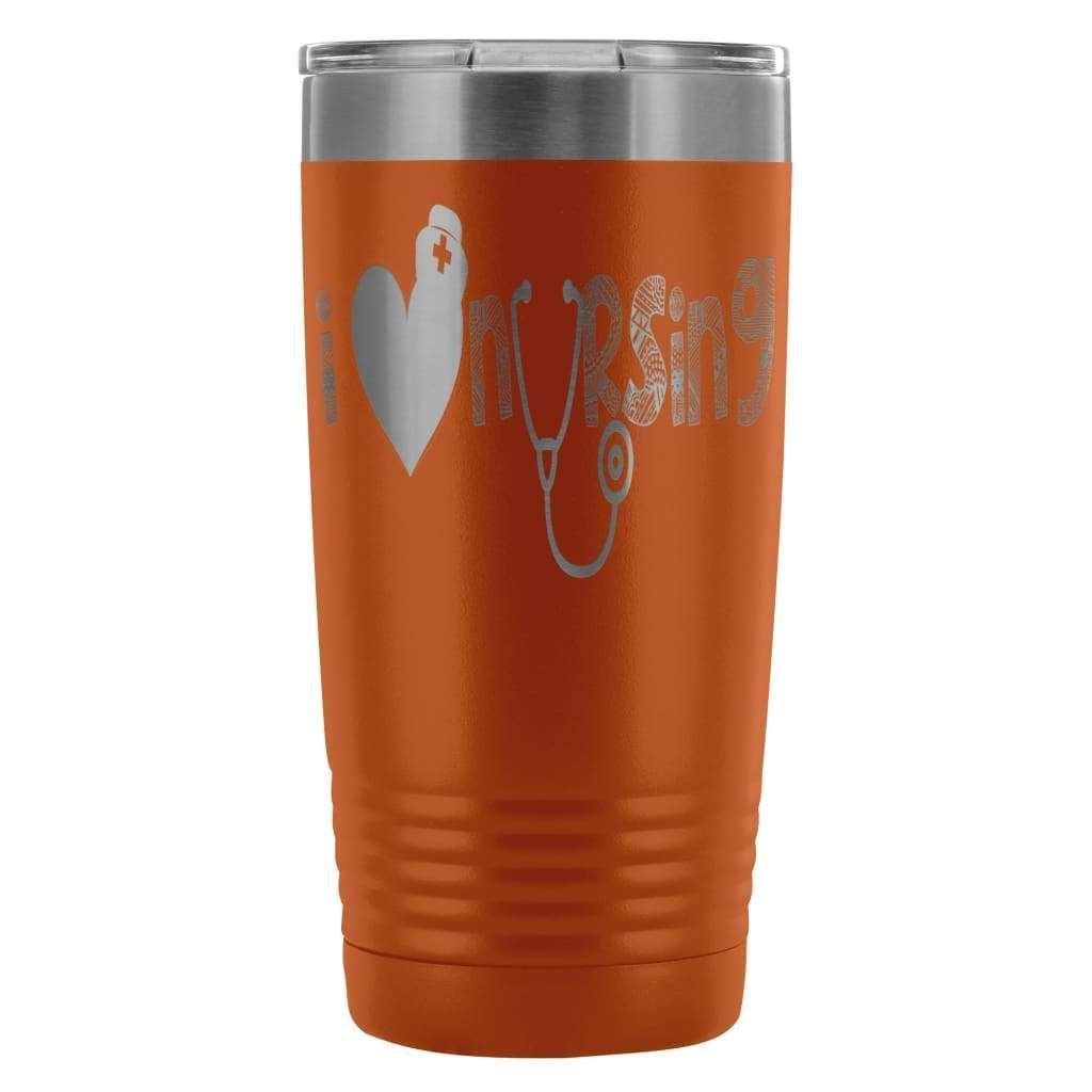 ODDITEES 20oz Stainless Steel Nurse Tumbler - Laser Etched 'I Love Nursing' Insulated Cup for Coffee & Tea (Purple) | Perfect Gift for Nurses, Nursing Students & Healthcare Workers