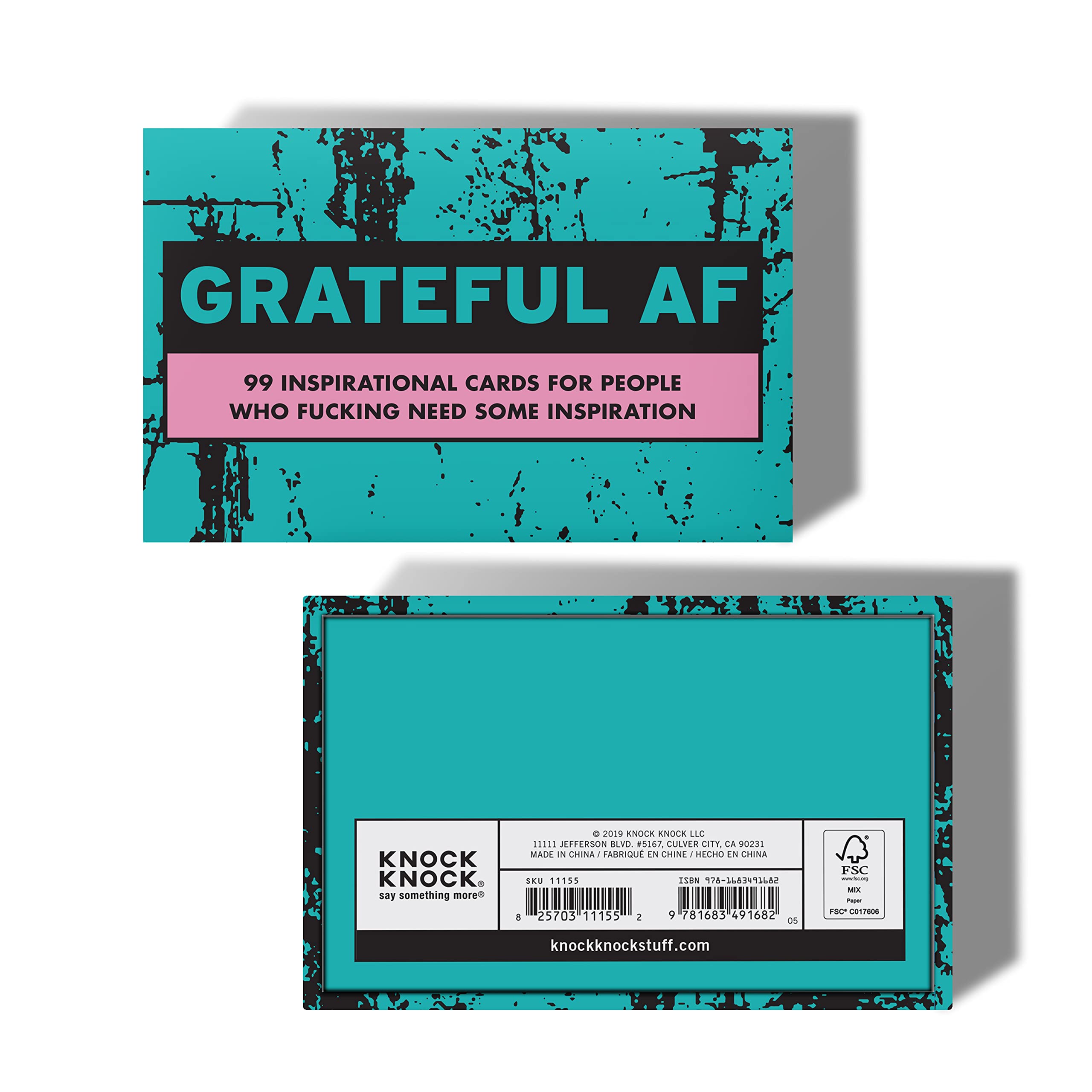 Knock Knock Grateful AF Deck - 50 Inspirational Gratitude Cards for Daily Affirmations & Positive Thinking | Perfect for Journaling, Self-Care Routines, and Mindfulness Practices