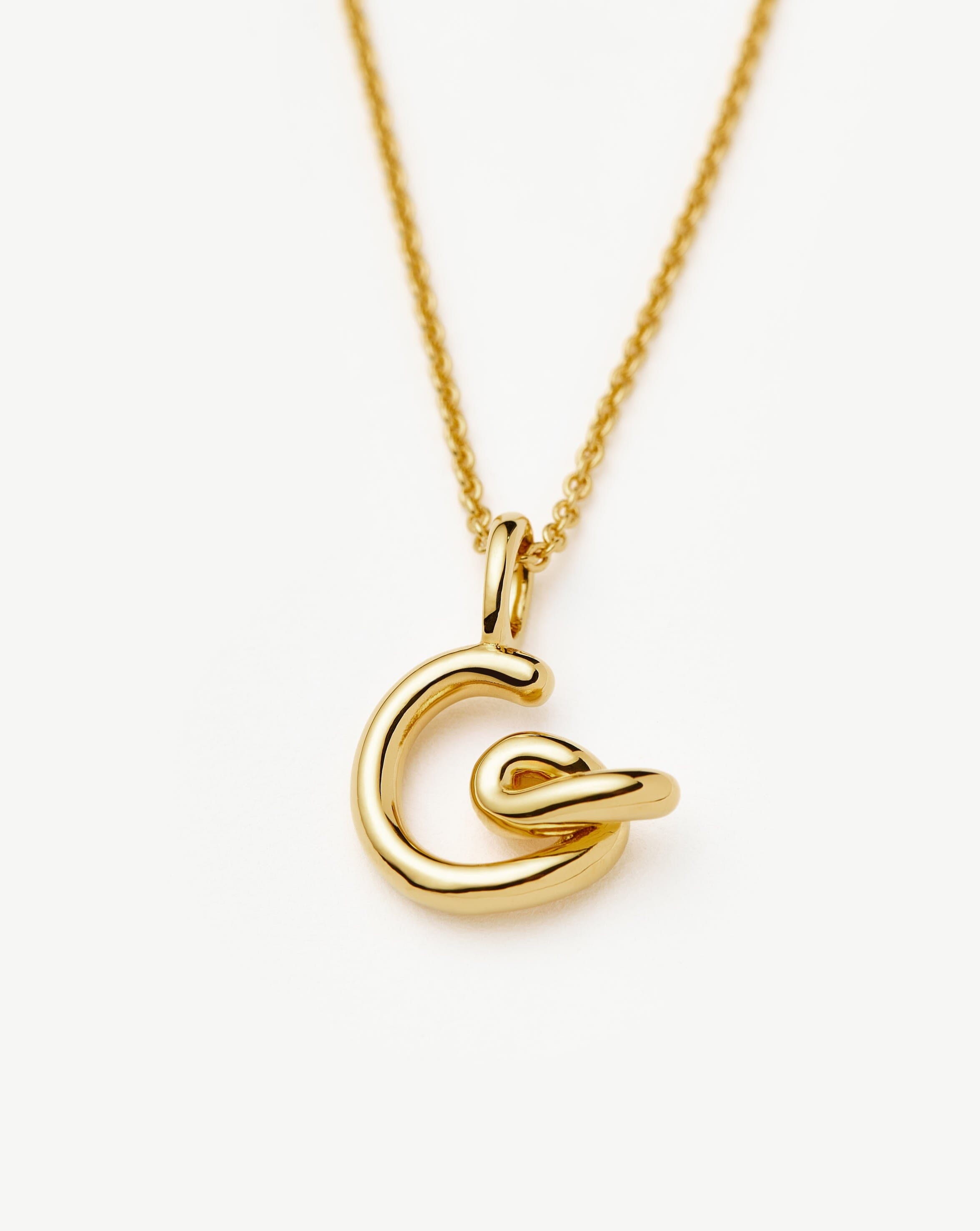 18k Gold Vermeil Curly Molten Mini Initial Necklace - Personalized Letter G Pendant for Women | Perfect Gift for Birthday, Anniversary & Valentine's Day
