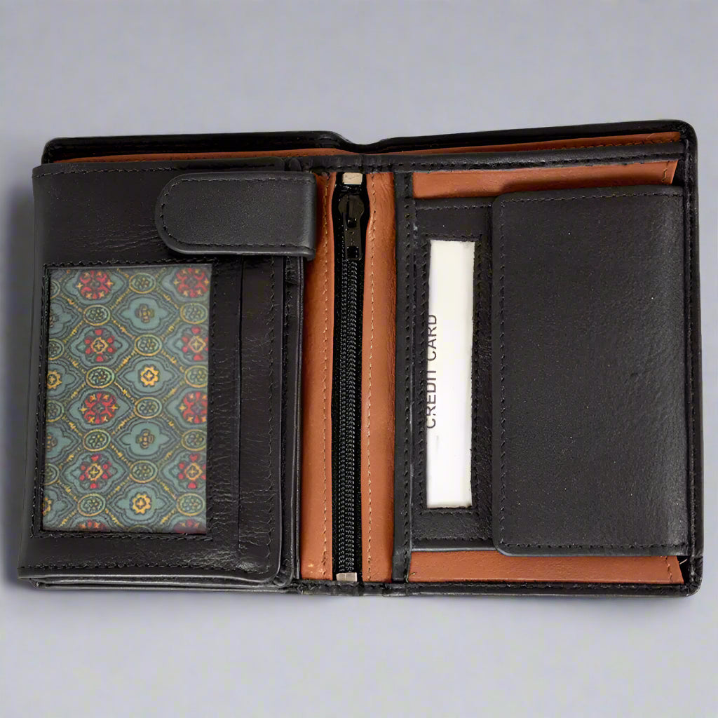 Premium Men's Leather Wallet - RFID Blocking Snap Close Flip Trifold Design - Perfect for Everyday Carry, Travel & Business (JBG International)