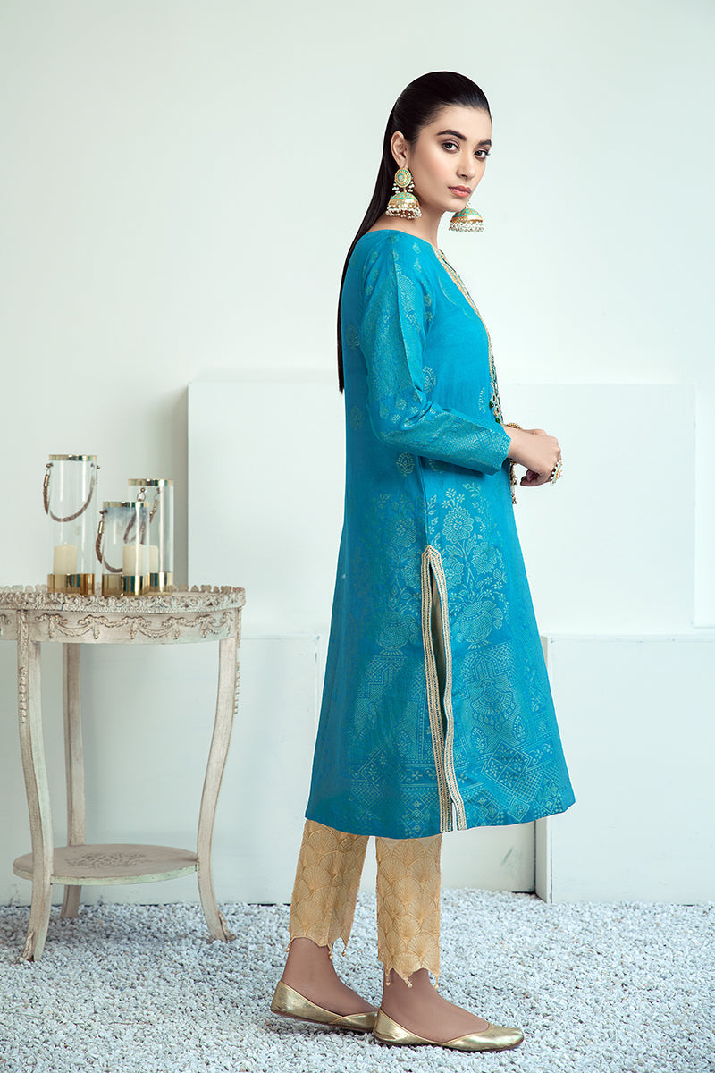 MINERAL AQUA Embellished Shirt for Women - Stylish Blouse with Crystal Details | Perfect for Office Wear, Date Night & Special Occasions