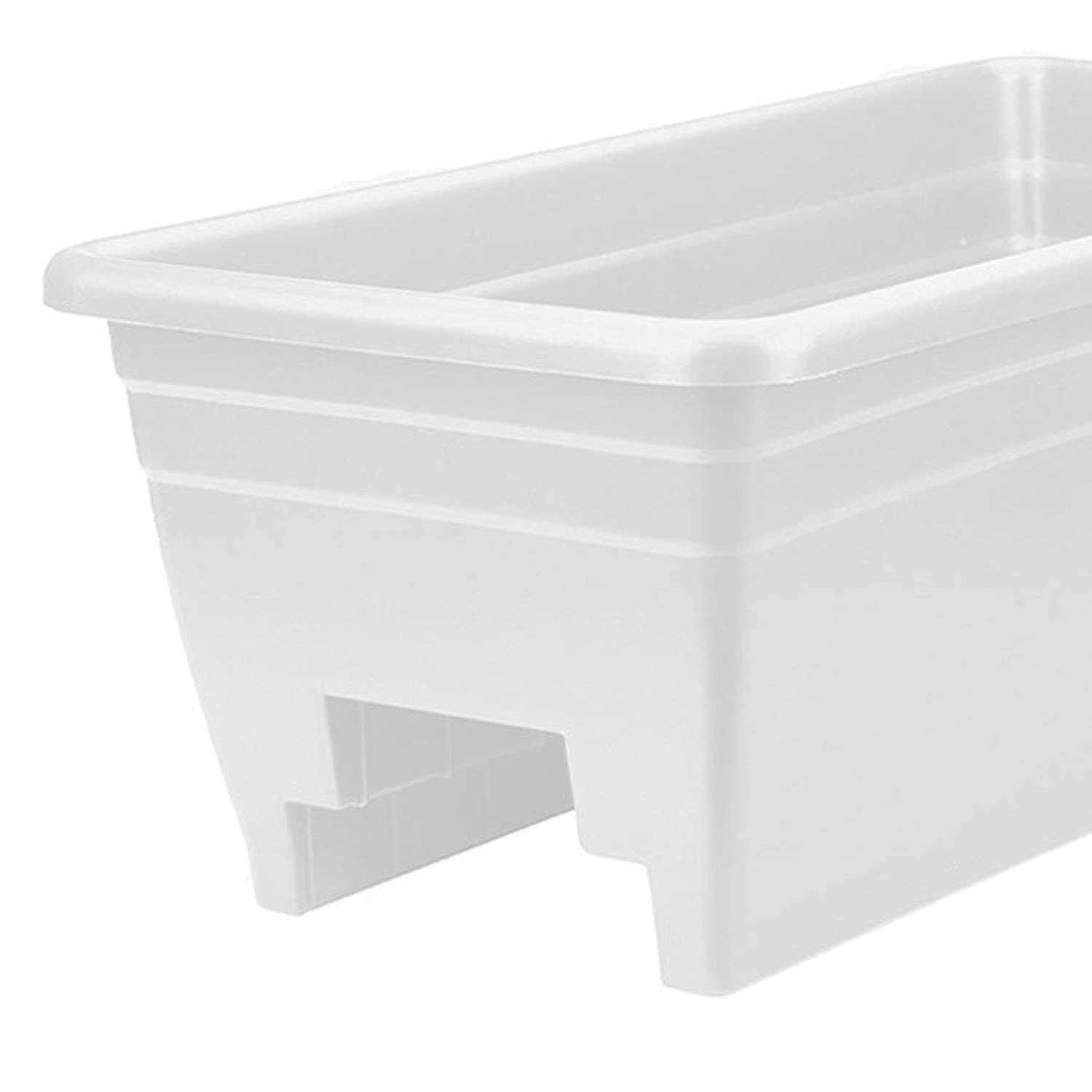 The HC Companies 24 Inch Heavy Duty Plastic Deck Rail Planter Box with Drainage Holes - White (5 Pack) - Perfect for Balcony, Patio, and Garden Flower Planting