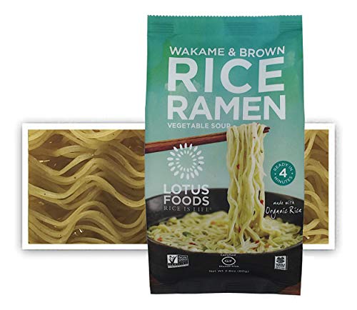 Lotus Foods Organic Wakame & Brown Rice Ramen with Vegetable Soup - Gluten-Free Noodles (10 Count) - Healthy Vegan Instant Meal for Quick Lunch or Dinner