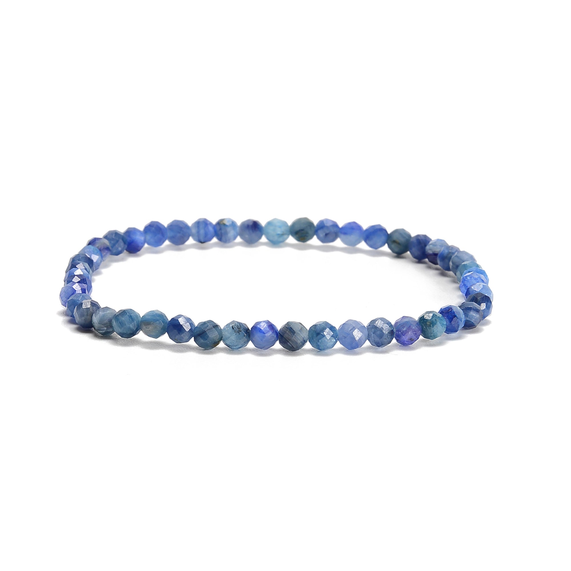 Natural Gemstone Faceted Round Beaded Elastic Bracelet - 2mm, 3mm, 4mm Sizes - 7.5