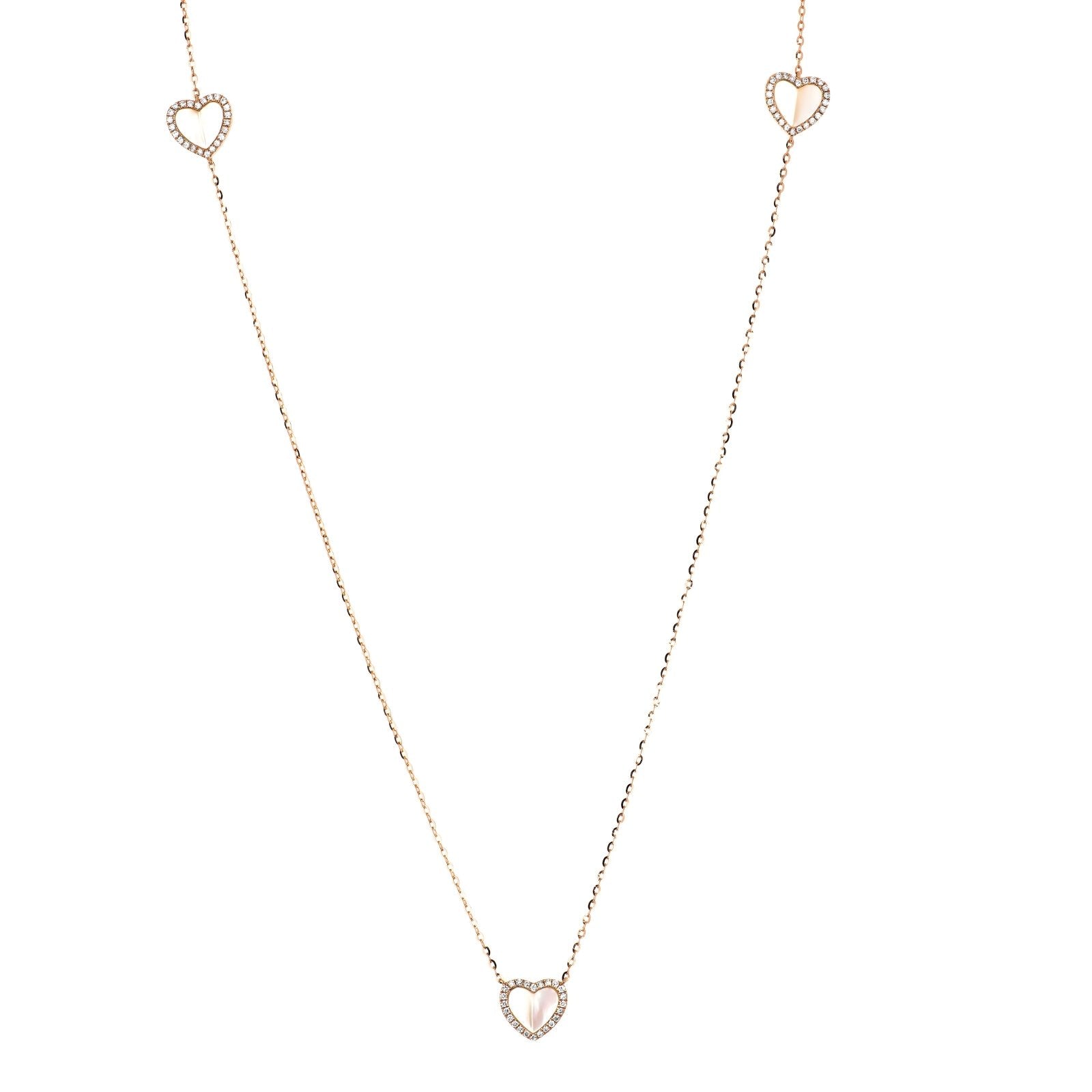 14k Rose Gold Mother of Pearl Heart Diamond Pendant Necklace for Women - Elegant Jewelry Gift for Valentine's Day, Anniversary & Special Occasions
