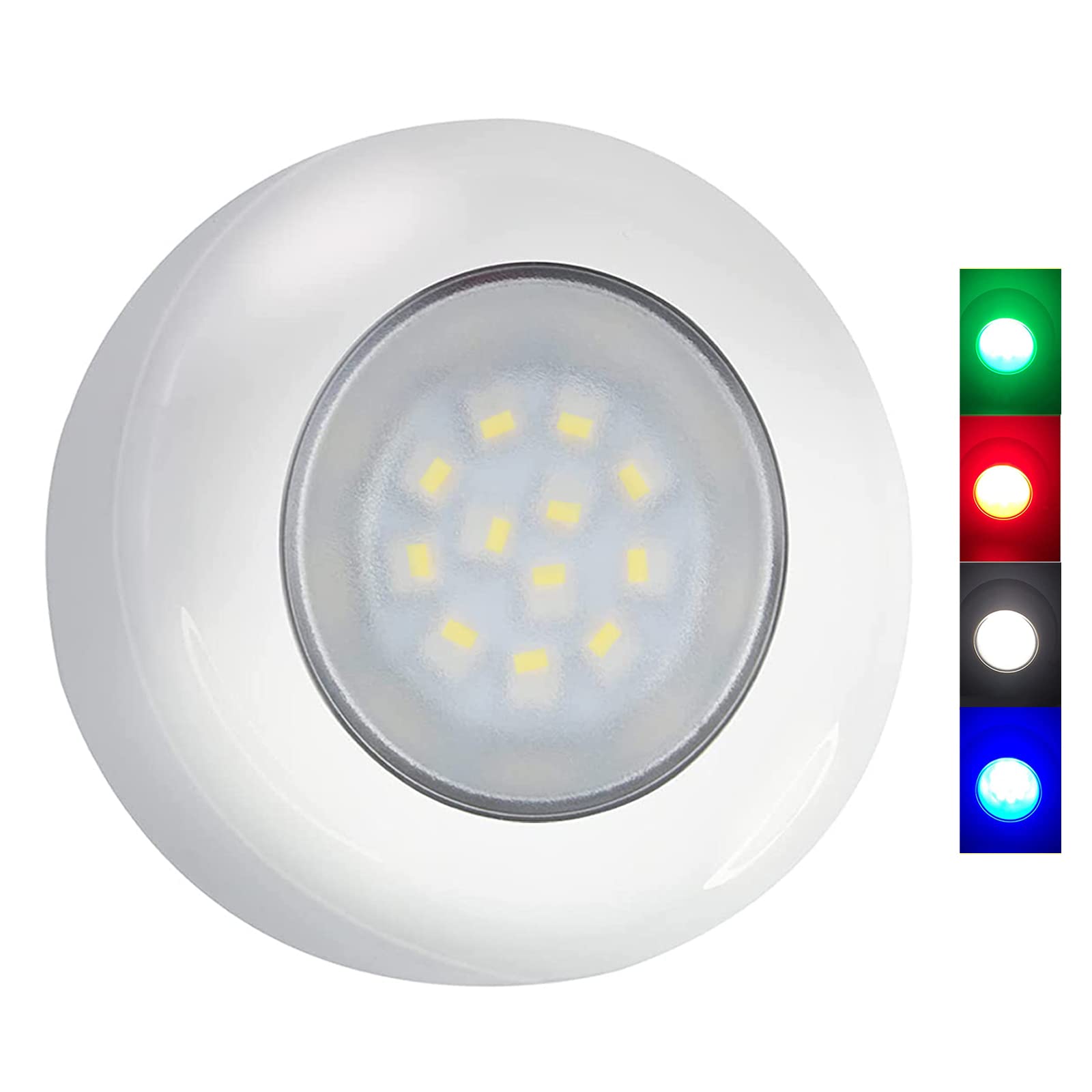 12V RGBW Waterproof LED Marine Courtesy Lights - 3 Inch Flush Mount Boat Interior Lighting for Cabin, Deck & Galley | Durable & Energy Efficient