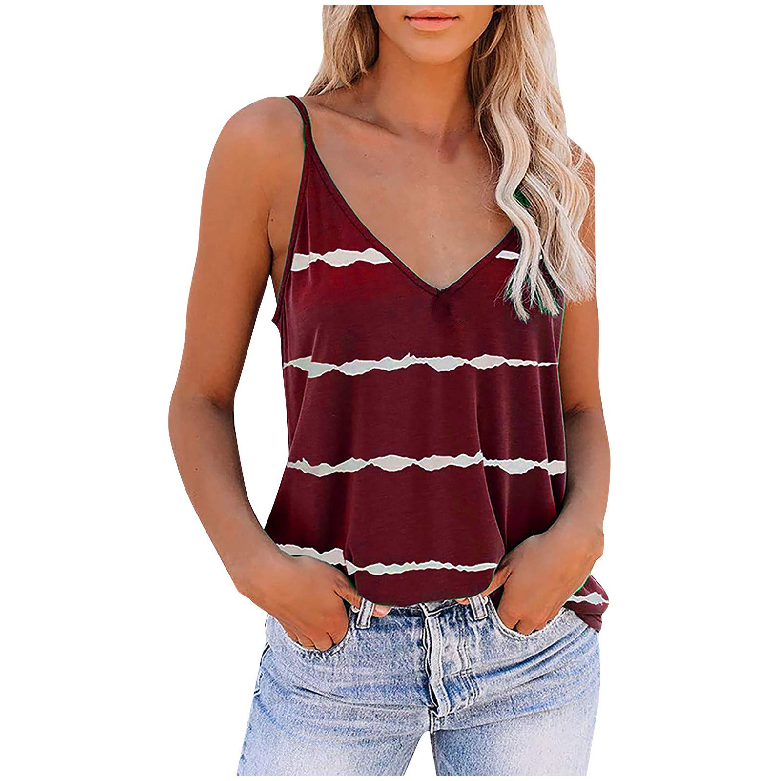 Women's Cute Sleeveless Graphic Tank Tops - V-Neck Summer Blouse & Loose Casual Shirt for Women | Perfect for Beach Outings, Music Festivals & Summer Vacations 2023