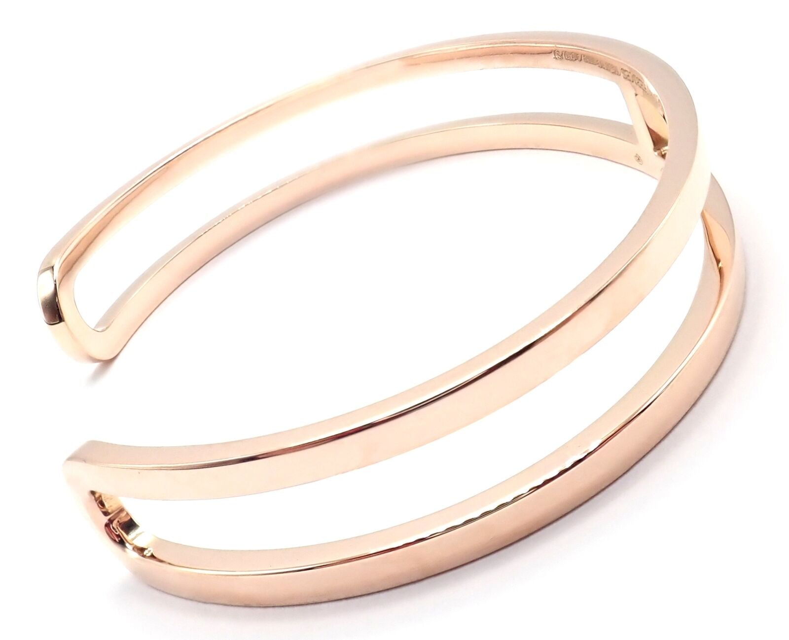 Authentic Hermes 18k Rose Gold H Open Cuff Bangle Bracelet - Luxury Jewelry for Women, Elegant Gift for Birthday, Anniversary & Special Occasions
