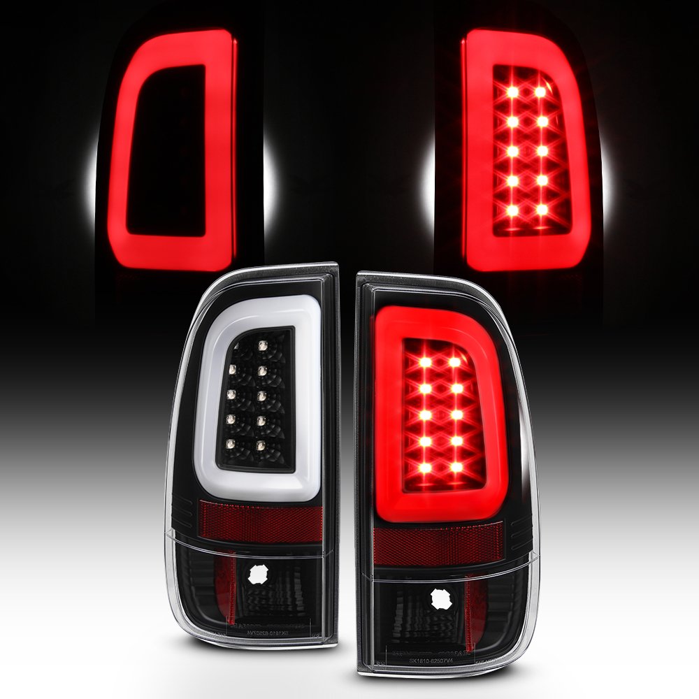 AKKON Black LED Tube Tail Brake Lights for 2008-2016 Ford F250 F350 F450 F550 Super Duty - Pair (Left+Right) - Upgrade Your Truck's Rear Lighting for Better Visibility & Safety