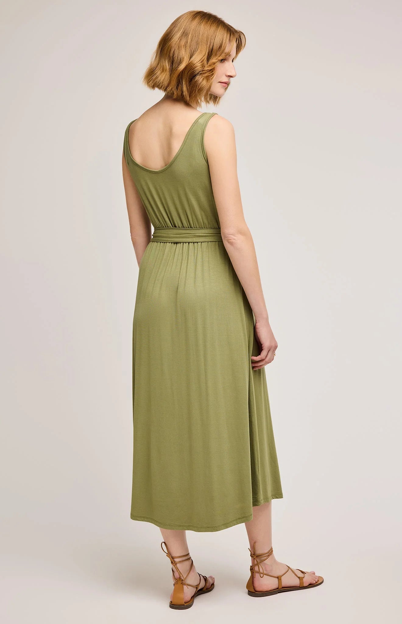 Gentle Fawn Solange Flowy Midi Dress in Matcha Green - Elegant Boho Style for Summer, Beach, and Casual Outings