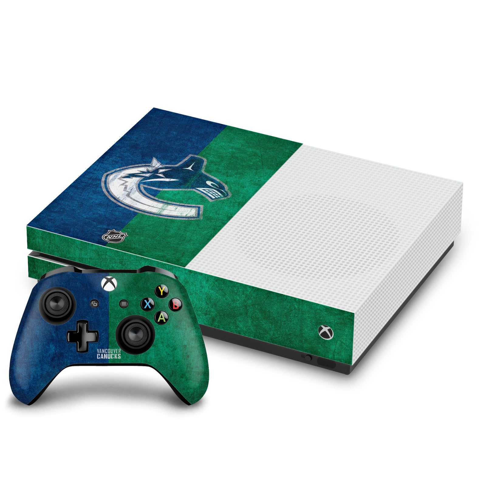 Official NHL Licensed Head Case Designs Vancouver Canucks Distressed Vinyl Skin Sticker Bundle - Compatible with Xbox One S Console & Controller - Perfect for Gamers & Sports Fans Decor