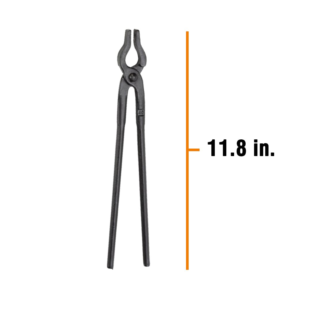 12 Inch Blacksmith Tongs - Heavy Duty Cast Iron Forge Tongs for Metalworking, Blacksmithing & DIY Projects - Perfect for Holding Hot Metal, Forging & Crafting
