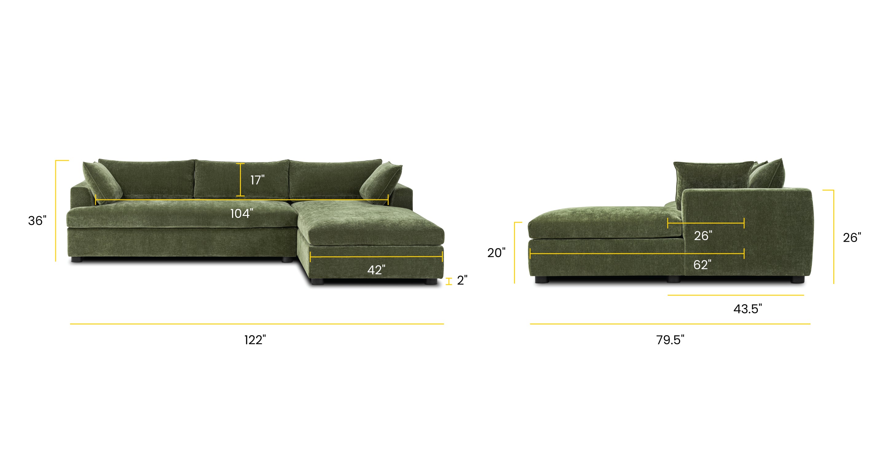 Milo Right Facing Sleeper Sectional Sofa with Chaise - Modern L-Shaped Couch for Small Spaces - Perfect for Living Room, Apartment, and Home Theater Comfort