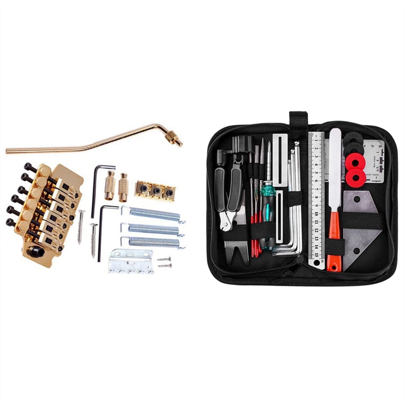 Gold Guitar Tremolo Bridge Parts System with 20Pcs Repair Tools - Premium Guitar Bridge Replacement & Maintenance Kit for Electric Guitars | Perfect for DIY Guitar Setup, Upgrades & Professional Repairs