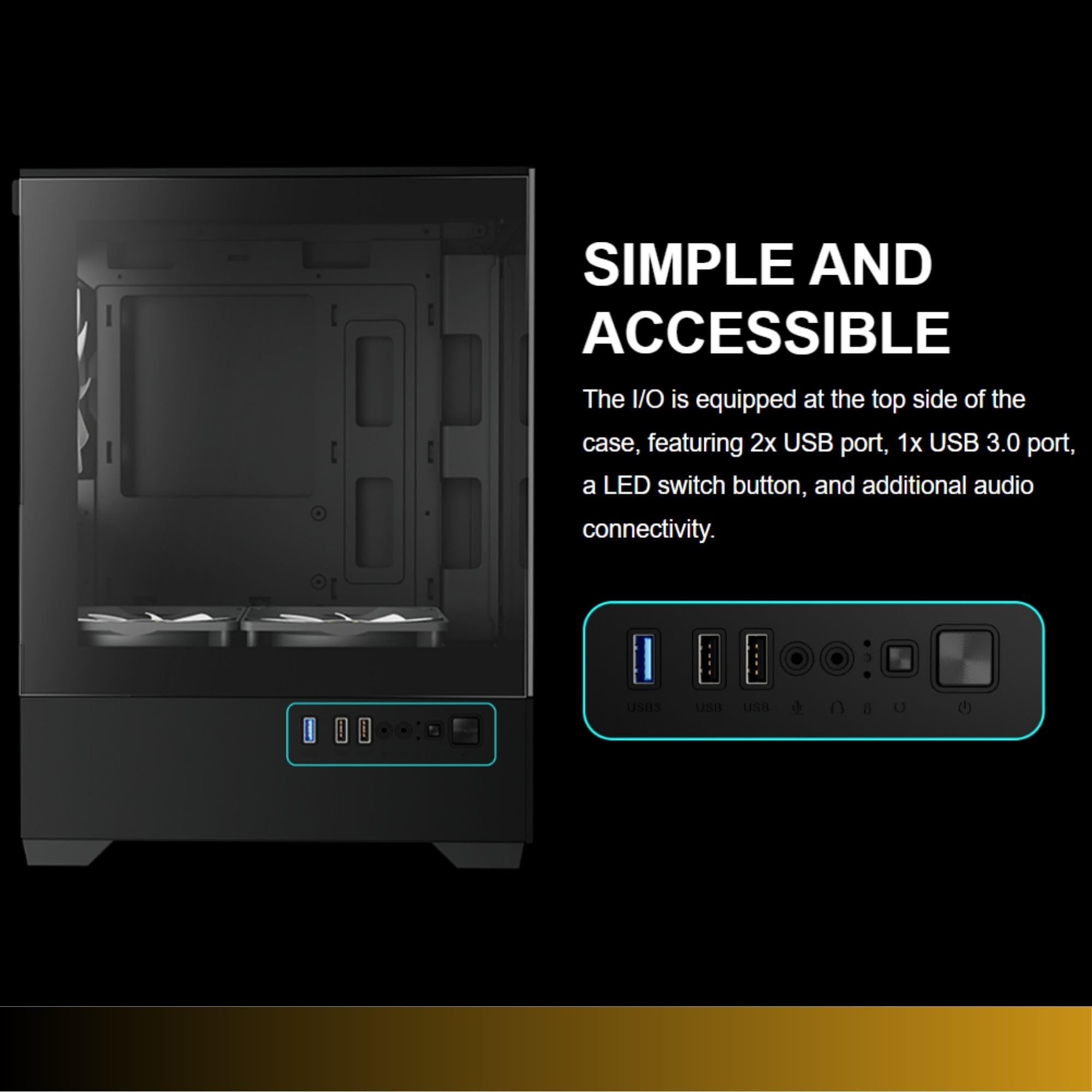 GAMDIAS Micro-ATX Gaming PC Case with Tempered Glass Side Panel - 3X 120mm ARGB Fans, Supports 240mm AIO Radiator, 280mm GPU, 155mm CPU Cooler - Perfect for Compact Gaming Rigs & Home Office Setups