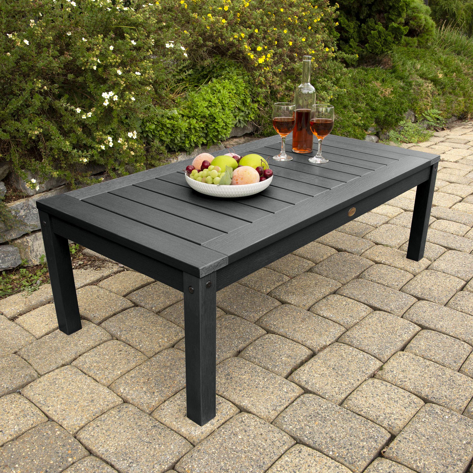 Highwood AD-DSCT1-BKE Black Adirondack Outdoor Coffee Table - Weather-Resistant Patio Furniture for Deck, Garden, Poolside & Backyard Relaxation