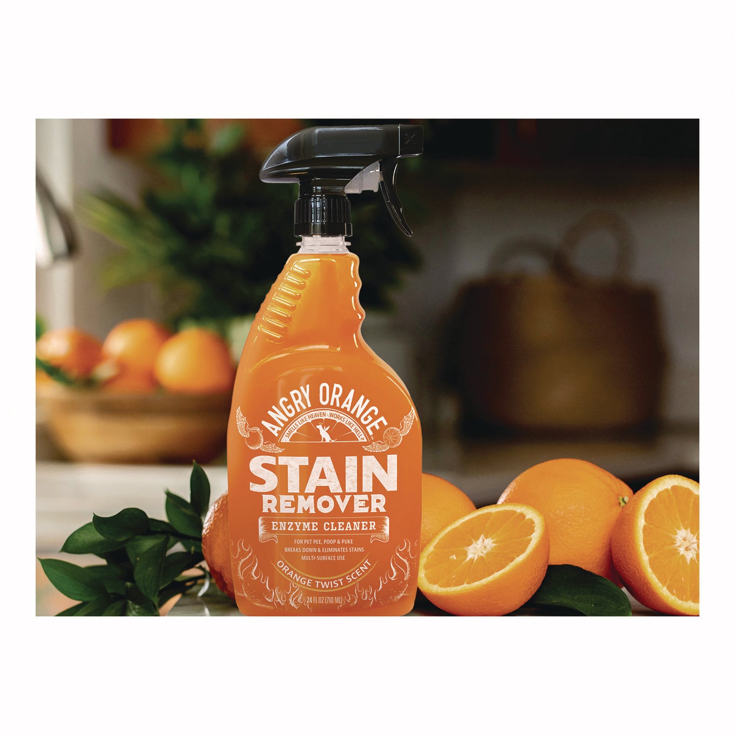 Angry Orange Pet Odor Eliminator Spray - 24oz with Orange Twist Scent | Eliminates Dog & Cat Urine Smells | Safe for Carpets, Furniture & Pet Areas | Fresh Citrus Fragrance for Home & Car Use