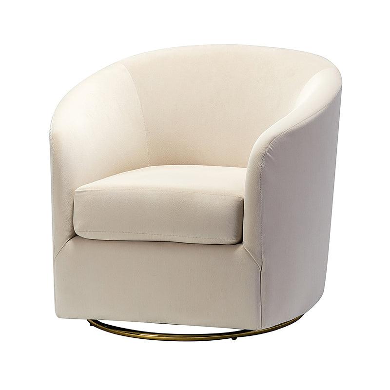 Emanuela Velvet Swivel Barrel Armchair - Modern Accent Chair for Living Room, Bedroom & Office - 360° Rotating Comfortable Lounge Chair with Soft Upholstery - Perfect for Reading, Relaxing & Home Decor