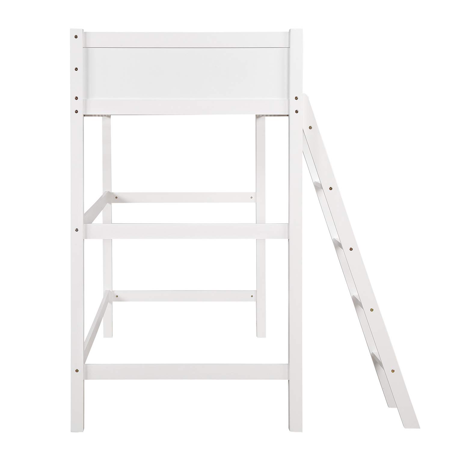 Merax Twin Loft Bed - Solid Wood Twin Size Loft Bed Frame with Ladder & Safety Guardrail - Space-Saving Kids & Teens Loft Bed (White) - Perfect for Small Bedrooms, Dorms & Studio Apartments