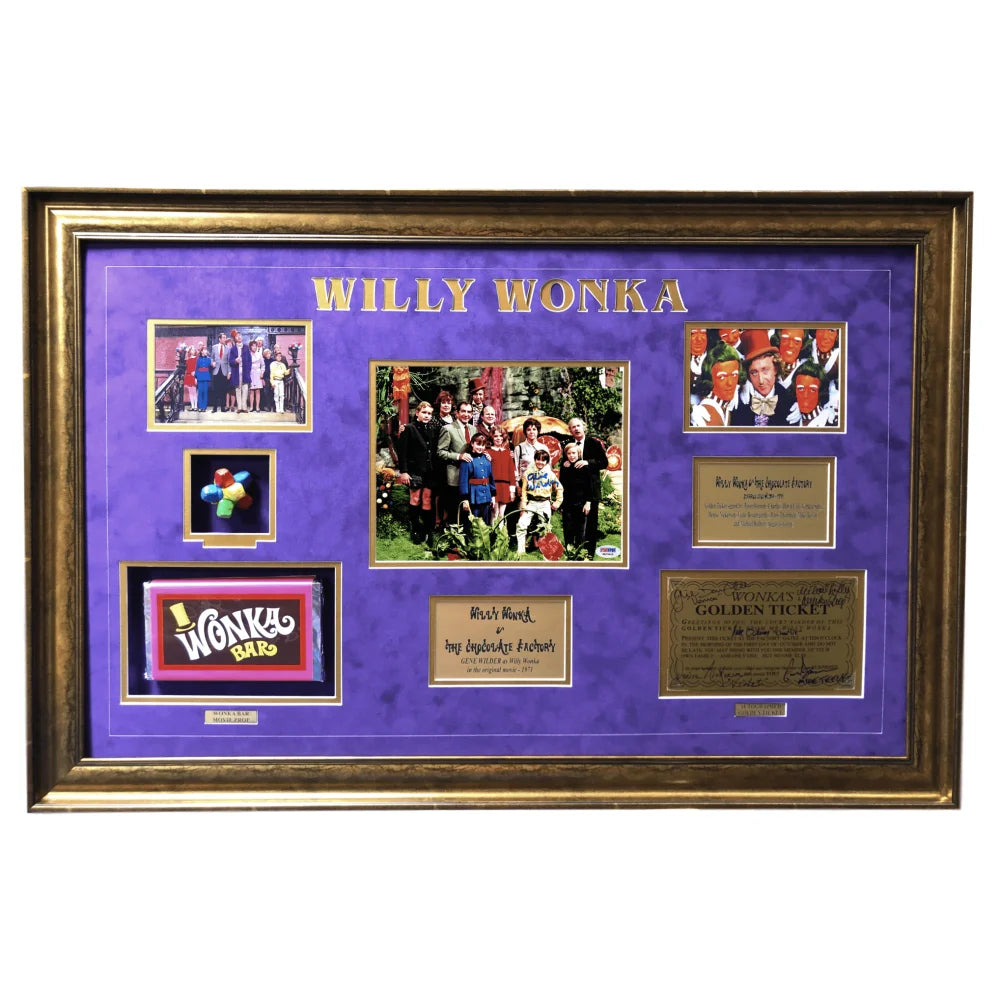 Authentic Gene Wilder as Willy Wonka Signed Golden Ticket 8x10 Framed Collage - PSA/DNA Certified Autograph - Perfect for Movie Memorabilia Collectors & Charlie and the Chocolate Factory Fans