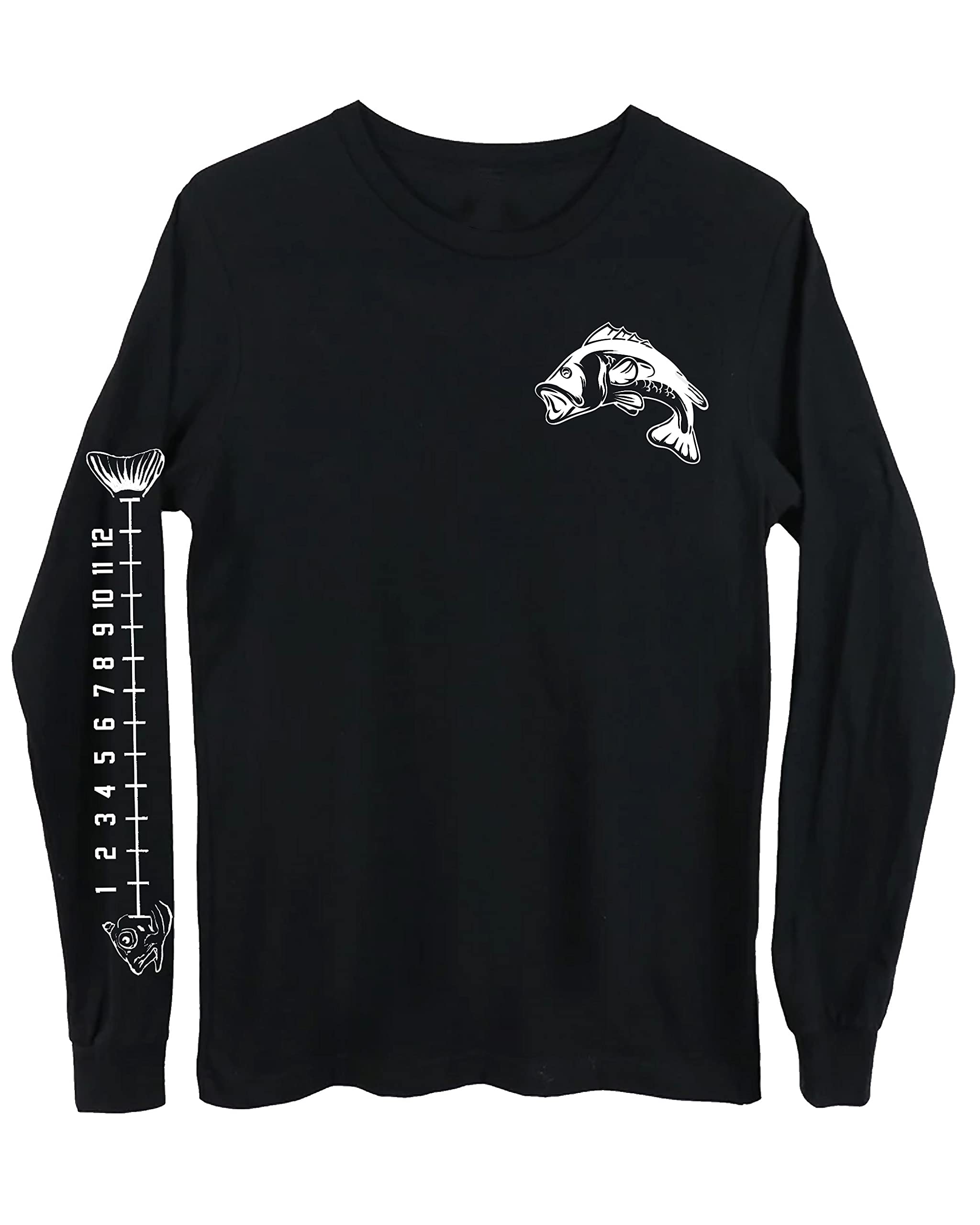 Men's & Unisex Long Sleeve Fishing Shirt with Built-in Ruler - Medium Size Black - Perfect for Outdoor Fishing, Hiking & Camping Adventures