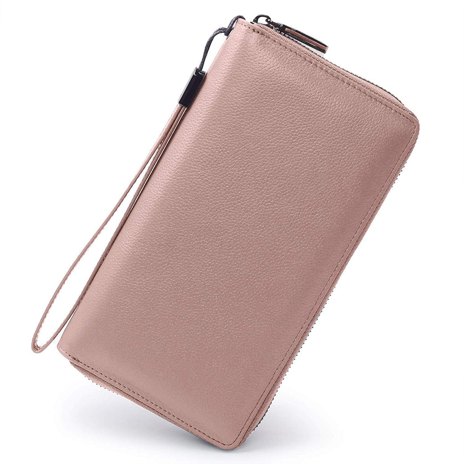 Bveyzi Women's RFID Blocking Leather Wallet with Zipper - Large Capacity Phone Clutch Purse for Travel, Work & Daily Use | Wristlet Handbag for Ladies (Black)