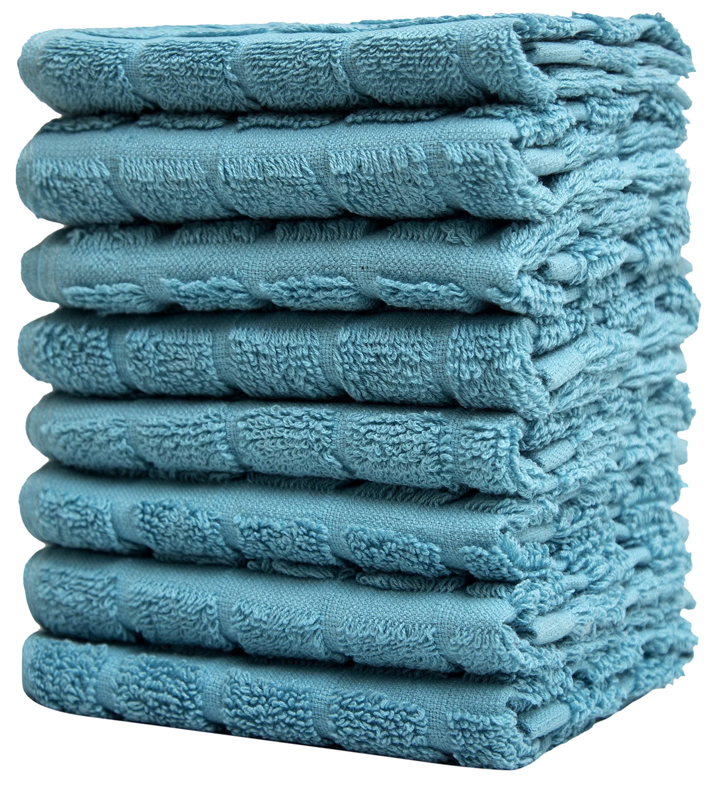 Premium Cotton Kitchen Dishcloths (12”x12” 8 Pack) – Ultra Absorbent 420 GSM Dish Towels for Washing Dishes, Cleaning & Drying – Aqua Check Design for Modern Kitchens
