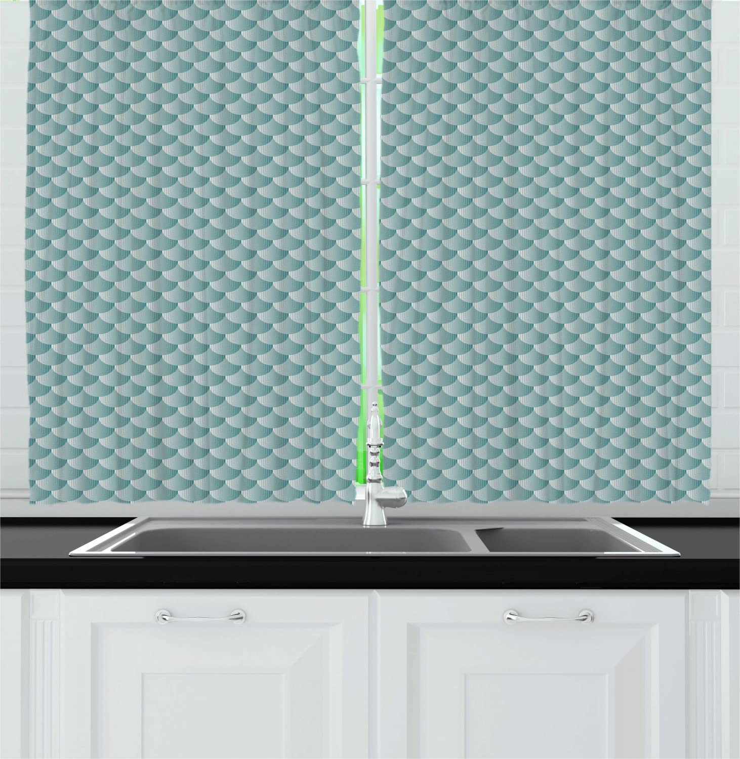 Ambesonne Neutral Long Kitchen Curtains 55