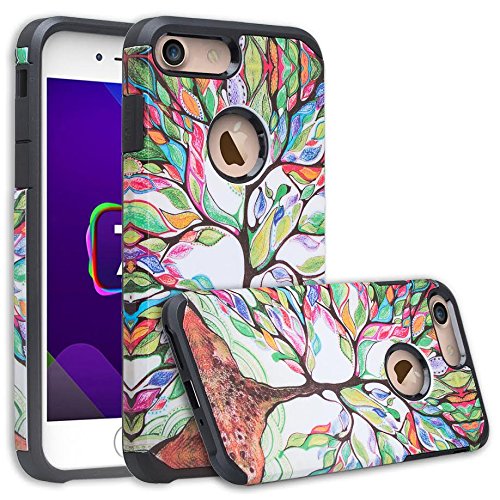 Shockproof Hybrid Protective Case for iPhone 8 Plus/7 Plus - Galaxy Wireless Design with Colorful Tree Pattern | Durable Drop Protection for Everyday Use, Travel & Outdoor Activities