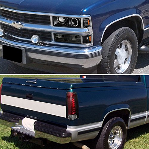 Spec-D Tuning Chrome Halo LED Projector Headlights & Fog Lamps - Compatible with Chevy Suburban & Tahoe (Left+Right Pair) | Durable Headlight Assembly for Night Driving & Off-Road Adventures