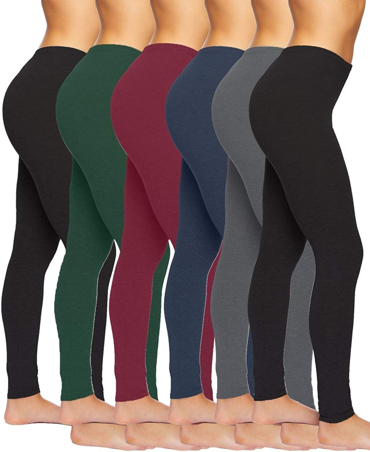 Felina Women's Velvety Soft Lightweight Leggings - Moisture Wicking Yoga Pants with High Waist - 6 Pack for Workout, Lounge & Everyday Wear
