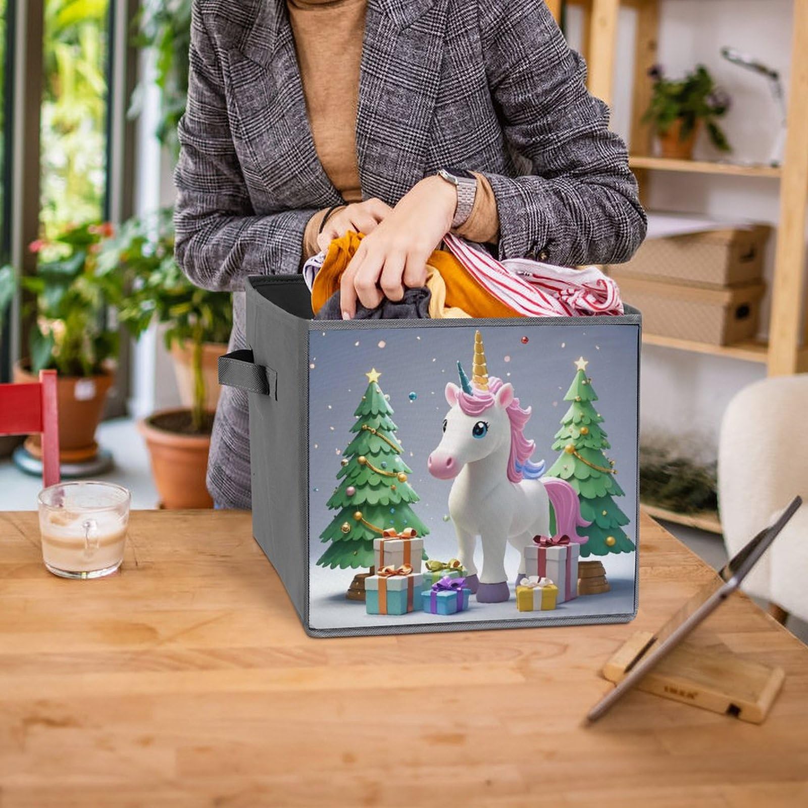 Foldable Storage Bins with Handles - Large Capacity Printed Jewelry Storage Boxes for Home, Office & Playroom Organization | Perfect for Closet, Shelf & Underbed Storage