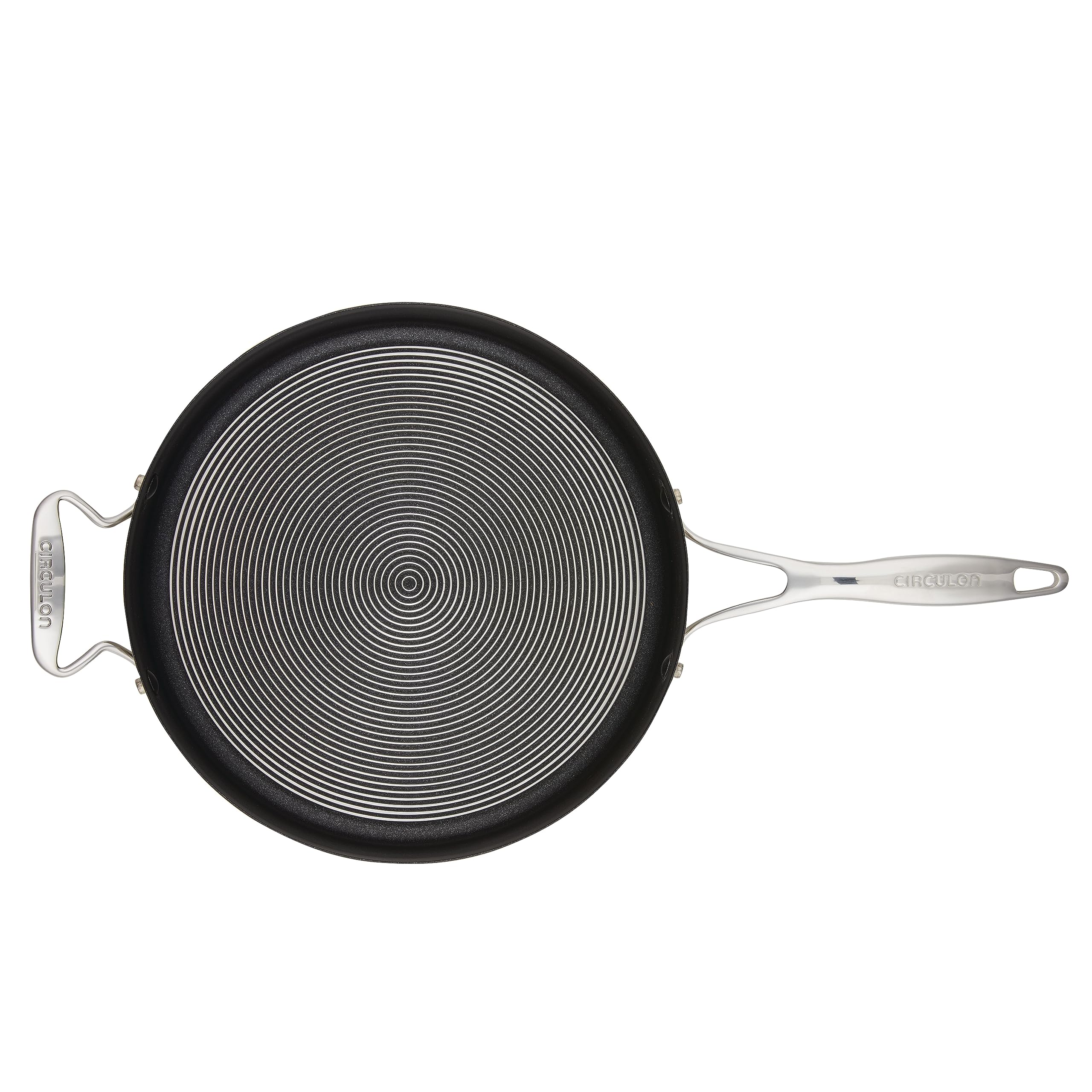 Circulon Steelshield 30cm Stainless Steel Saute Pan with Glass Lid - 4.7L Induction Cookware, Hybrid Nonstick Surface, Oven & Dishwasher Safe, Metal Utensil Friendly - Perfect for Searing, Stir-Frying & Sauteing at Home