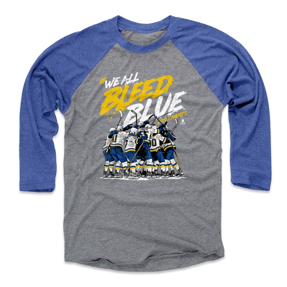 St. Louis Hockey Raglan Tee - 500 LEVEL St. Louis Shirt - Bleed Blue Hockey Fan Apparel for Men & Women - Perfect for Games, Tailgating & Casual Wear