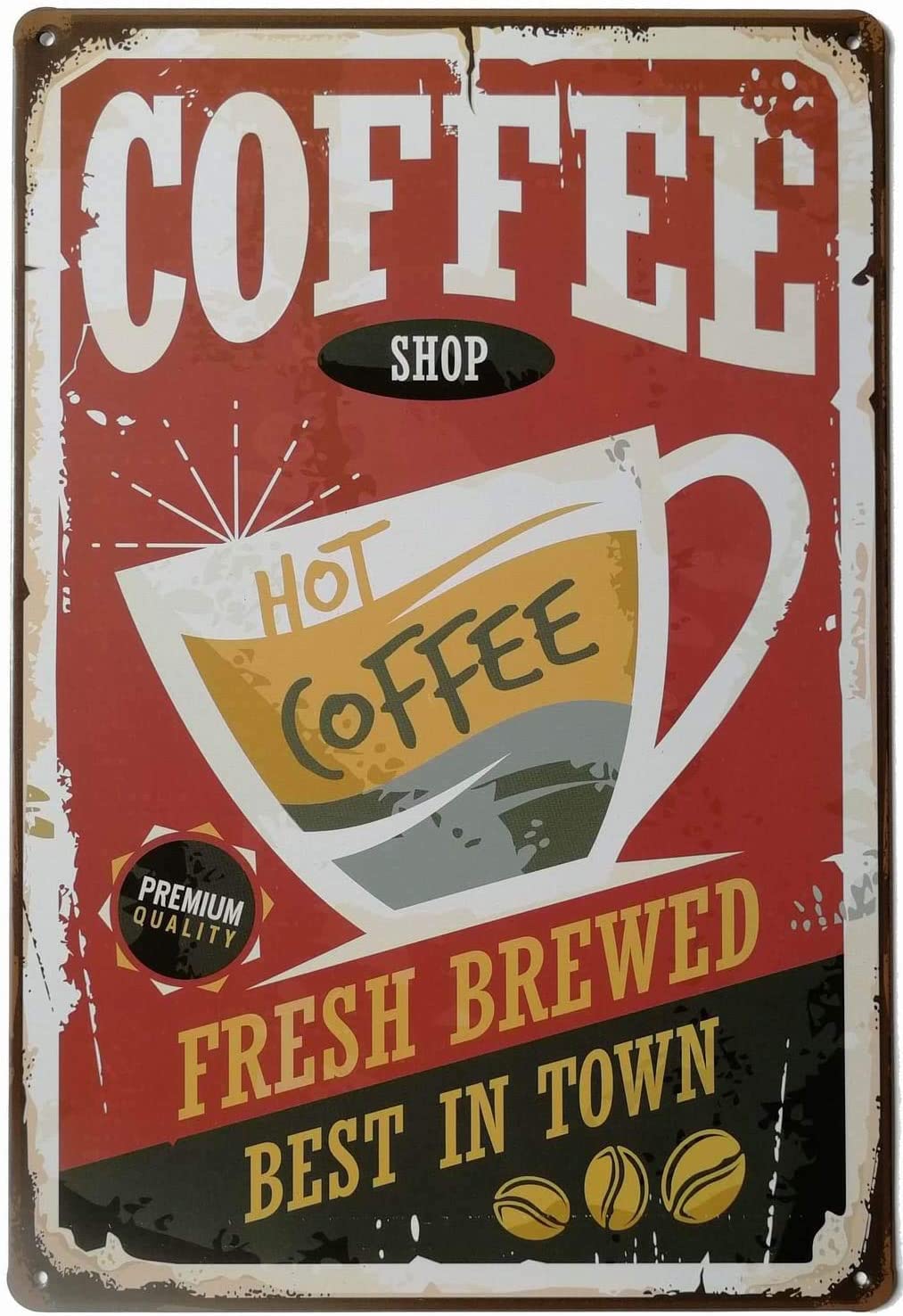 Vintage Metal Tin Sign - Coffee Shop Wall Decor 8x12 Inch, Retro Hot Coffee Poster for Home, Kitchen, Bar, Pub & Cafe - Perfect for Coffee Lovers & Shop Owners