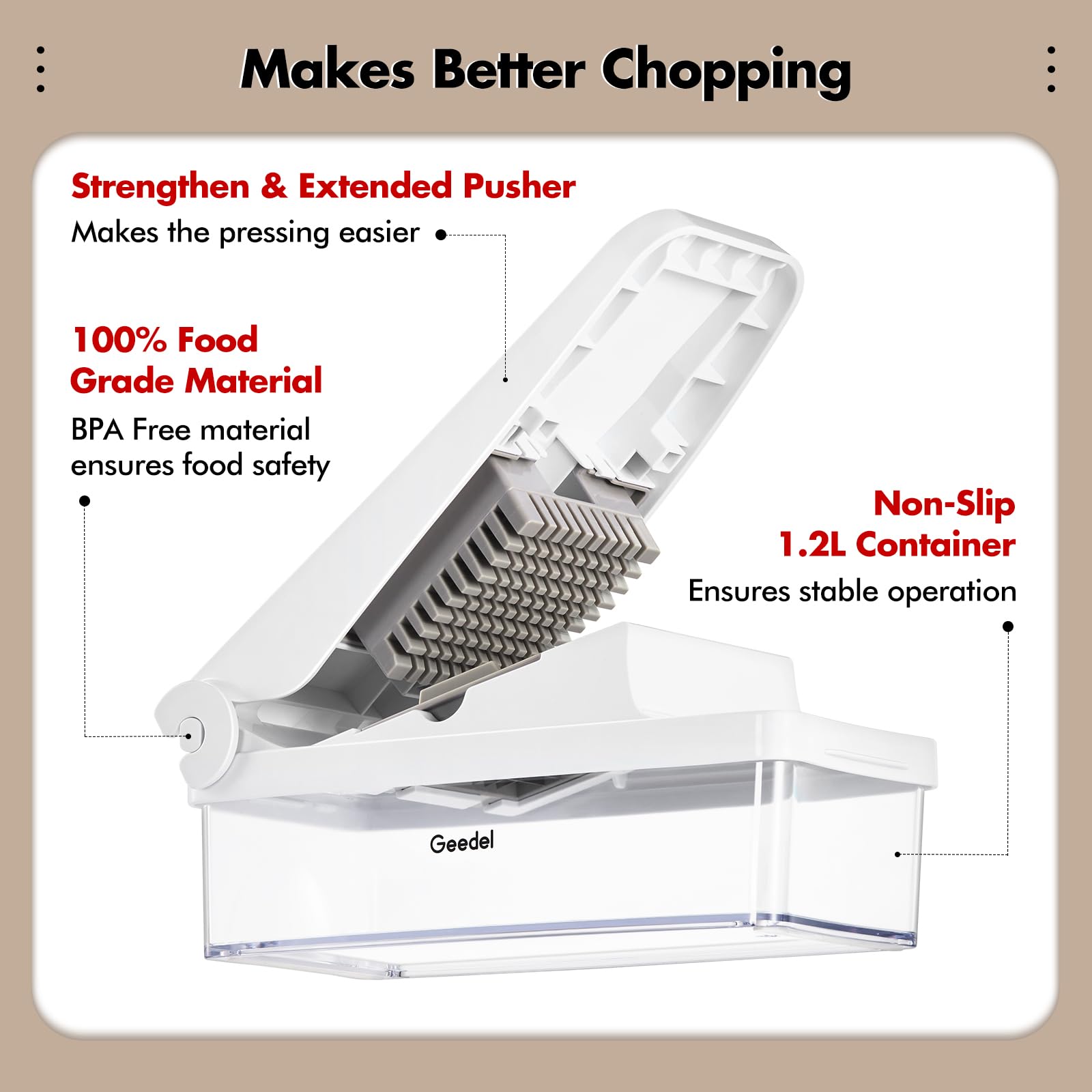 Geedel 4-in-1 Vegetable Chopper for Onion, Potato, Carrot - Perfect for Salad Prep & Cooking