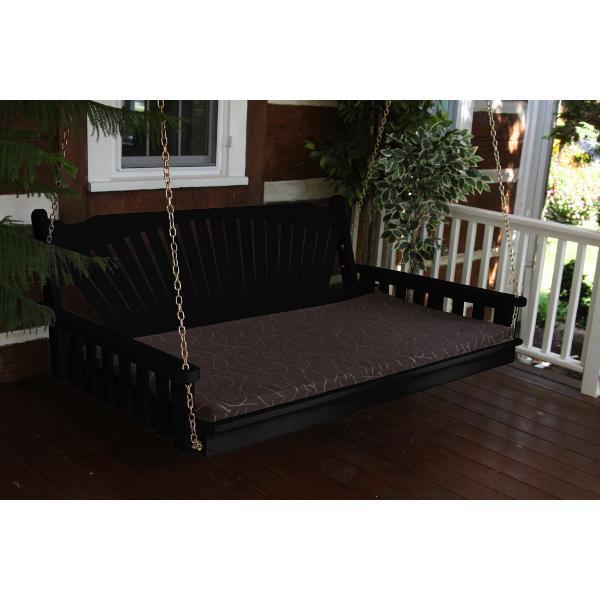 Yellow Pine Swing Bed with Fanback - Outdoor Hanging Bed for Porch, Patio, or Garden Relaxation